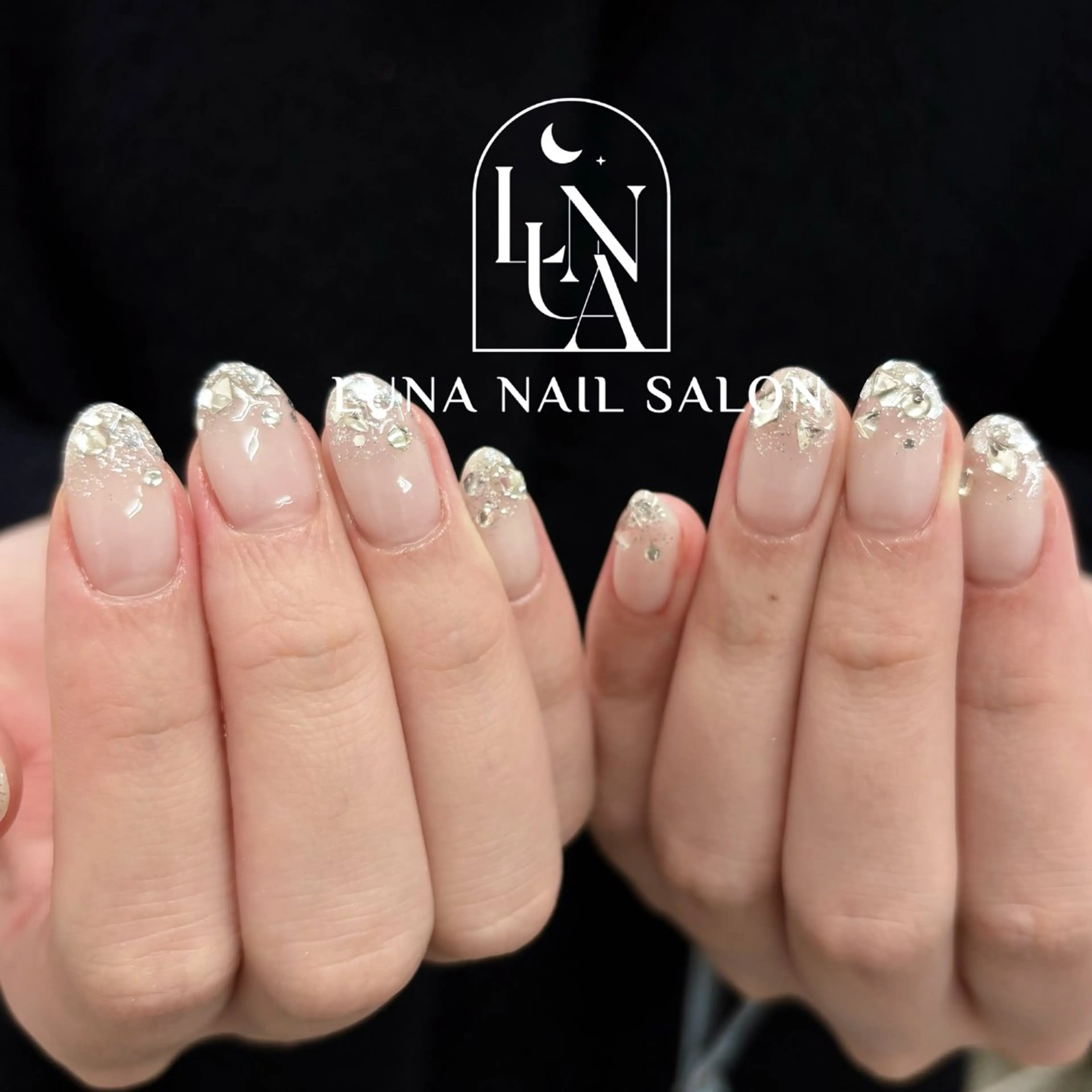 ネイル アートネイル フレンチネイル ジェルネイル ガラスフレンチ 韓国ネイル LUNA Nail salon💕のネイルデザイン
