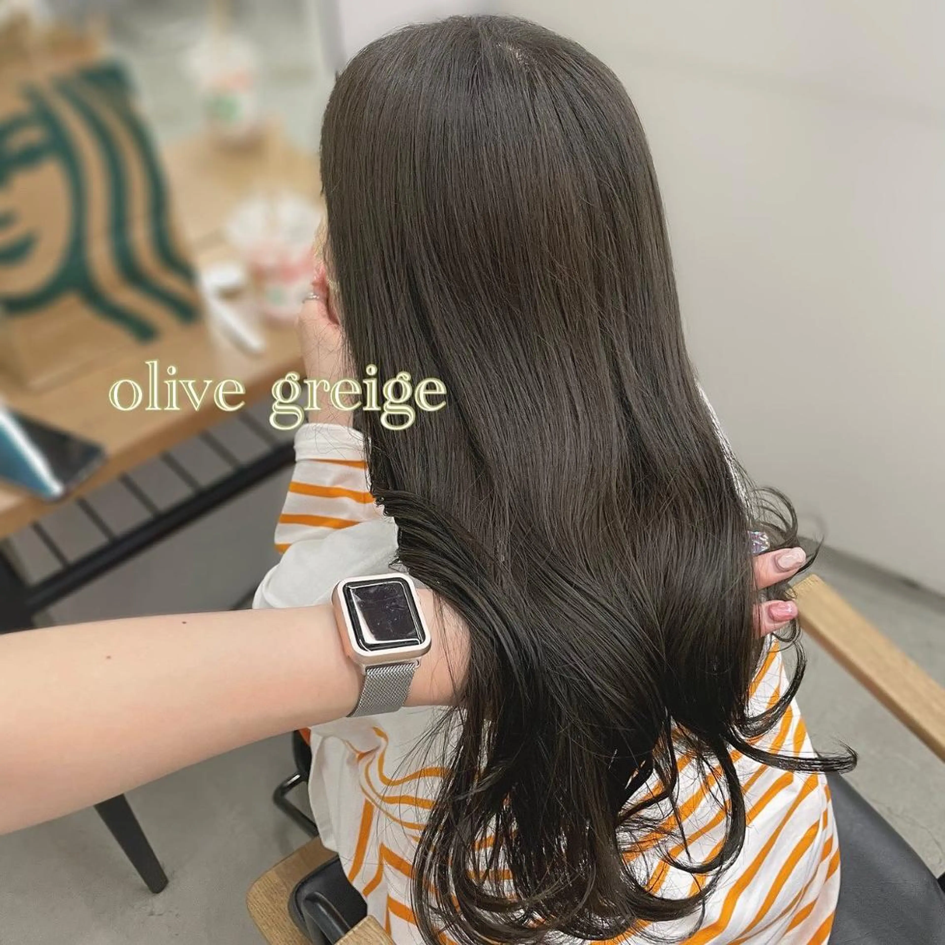 ロング カラー グレージュ オリーブグレージュ オリーブグレー ヘアカラー IVY所属・ヘアアレンジ🎀 yuuka 🤍のヘアスタイル