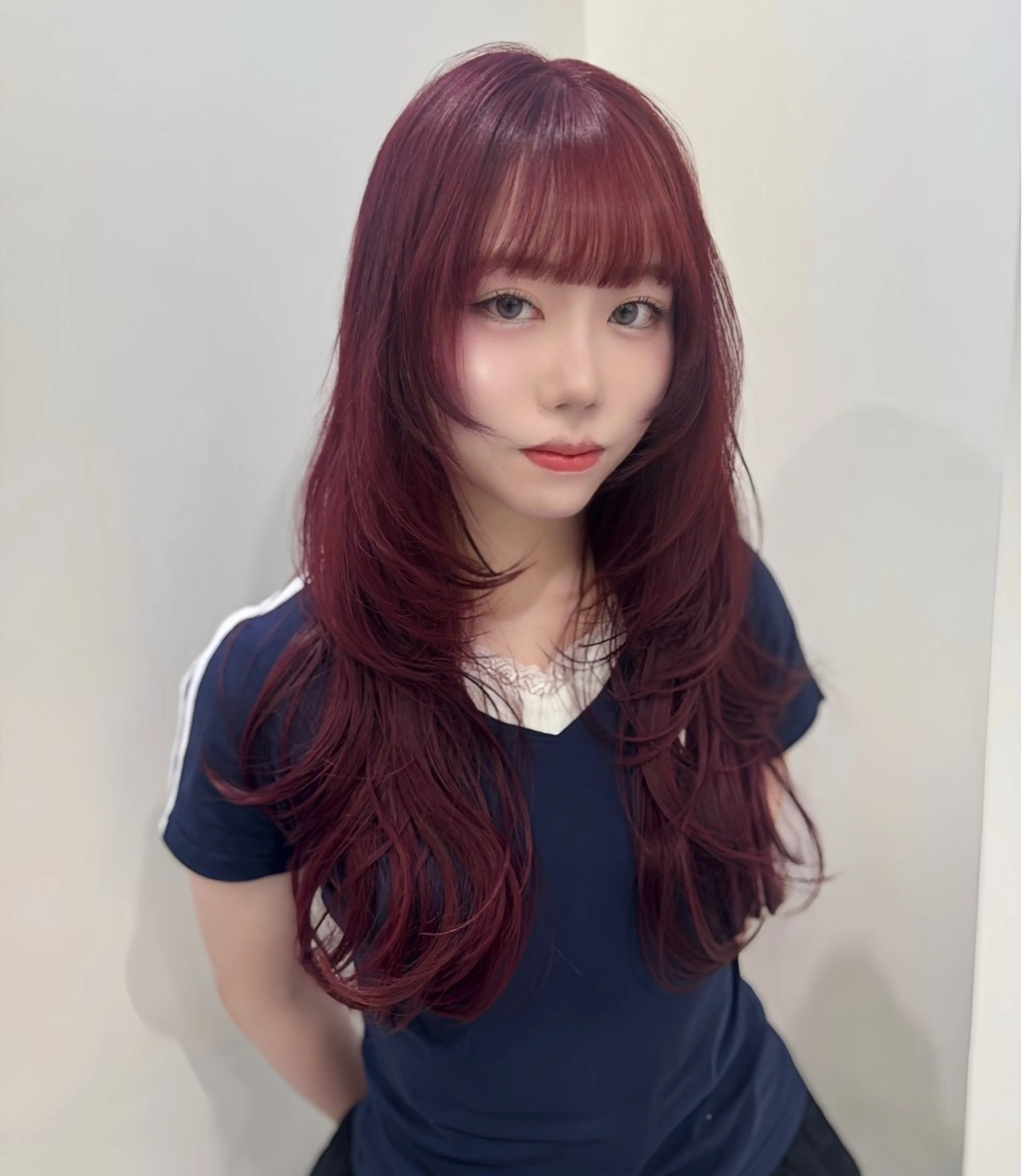 ロング カラー ヘアアレンジ カット ヘアカラー トリートメント ヘッドスパ ヘアセット 韓国レイヤーカット /韓国トレンドカラーのヘアスタイル