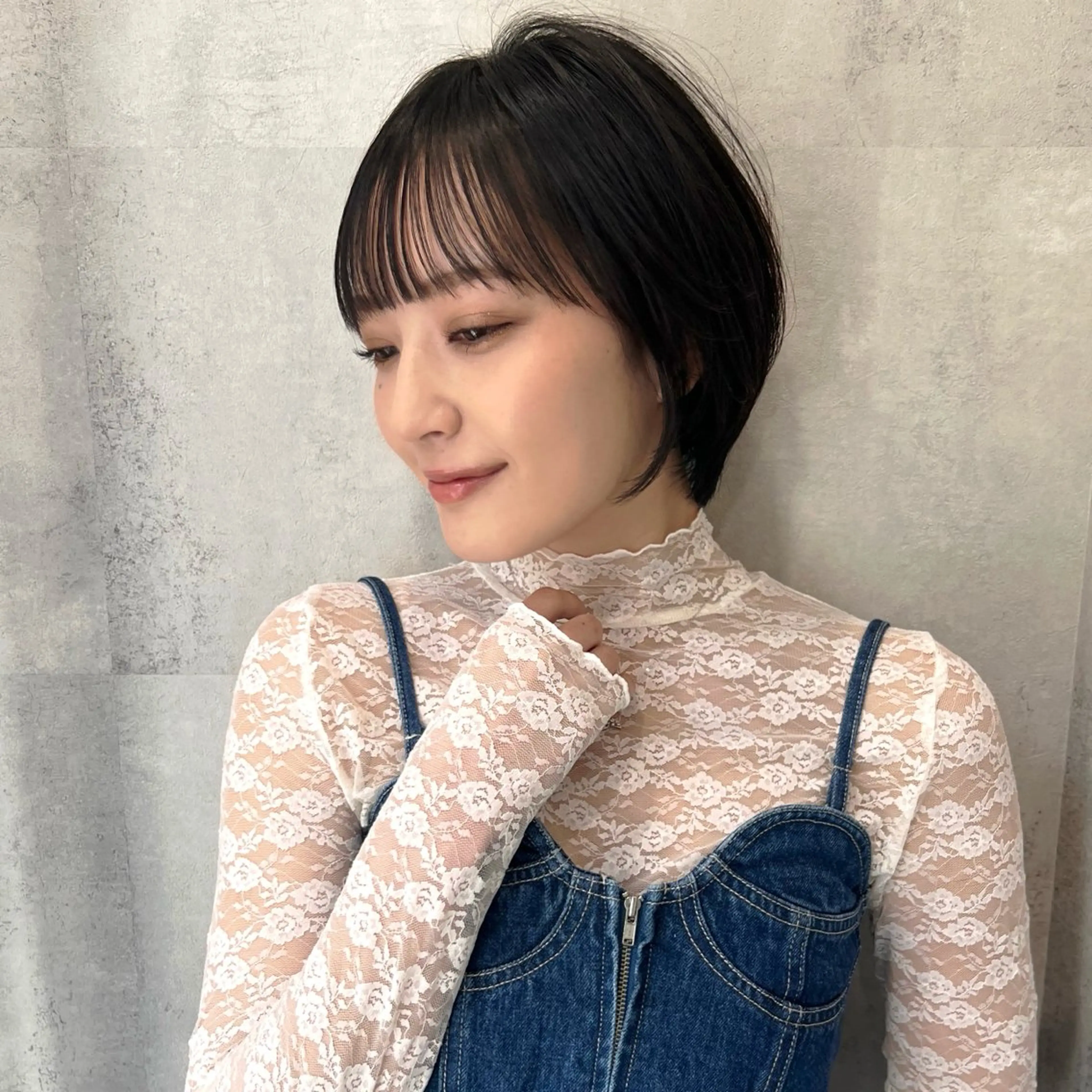 ショート ショートボブ ボブ ショートヘア カット ヘアカラー トリートメント レイヤー/韓国ボブ レイヤーボブ/住吉のヘアスタイル