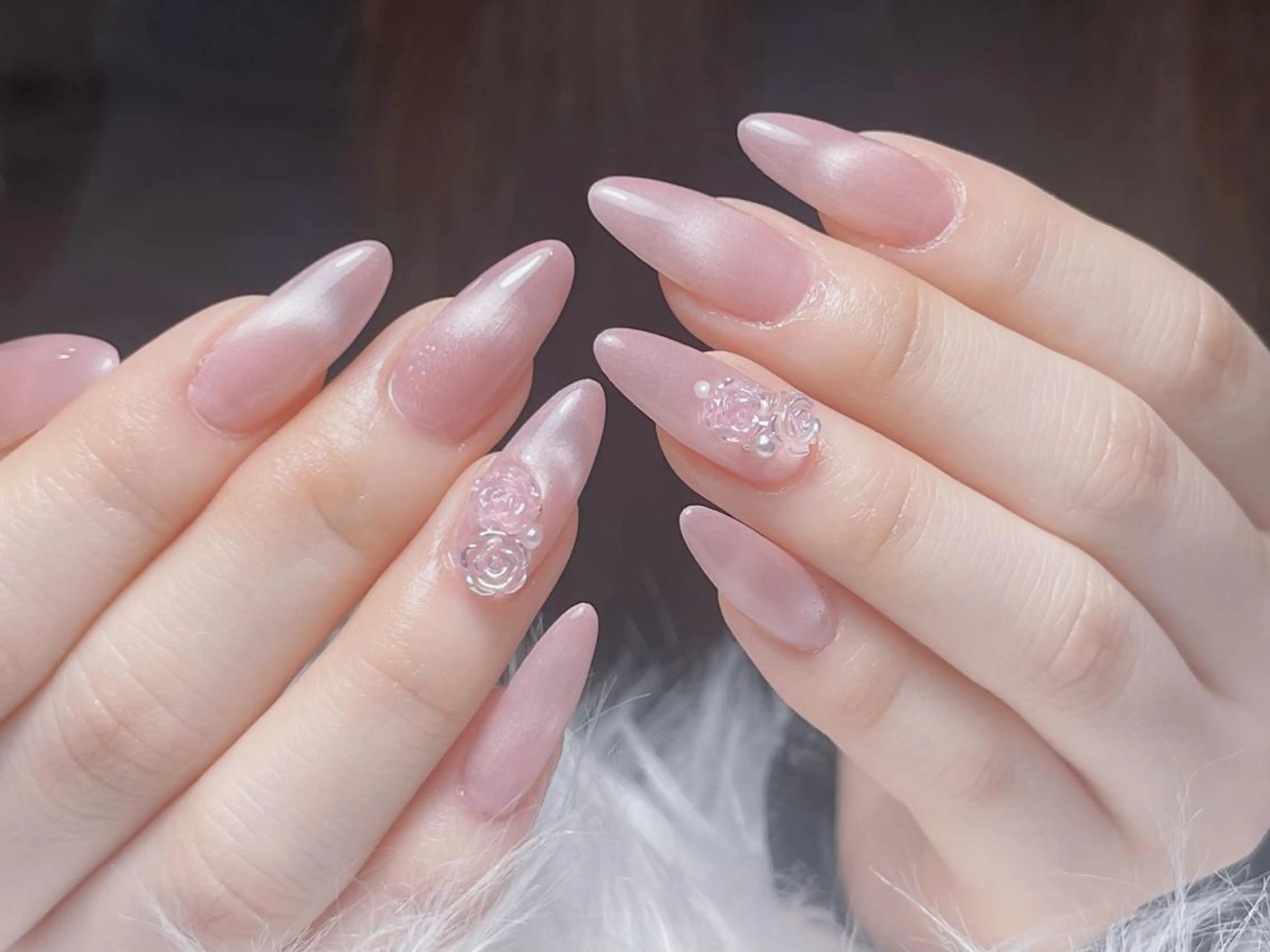 ネイル オーロラネイル 長さ出し フットネイル フレンチネイル ジェルネイル ハンドネイル Yuu🎀 Belle Nailのネイルデザイン