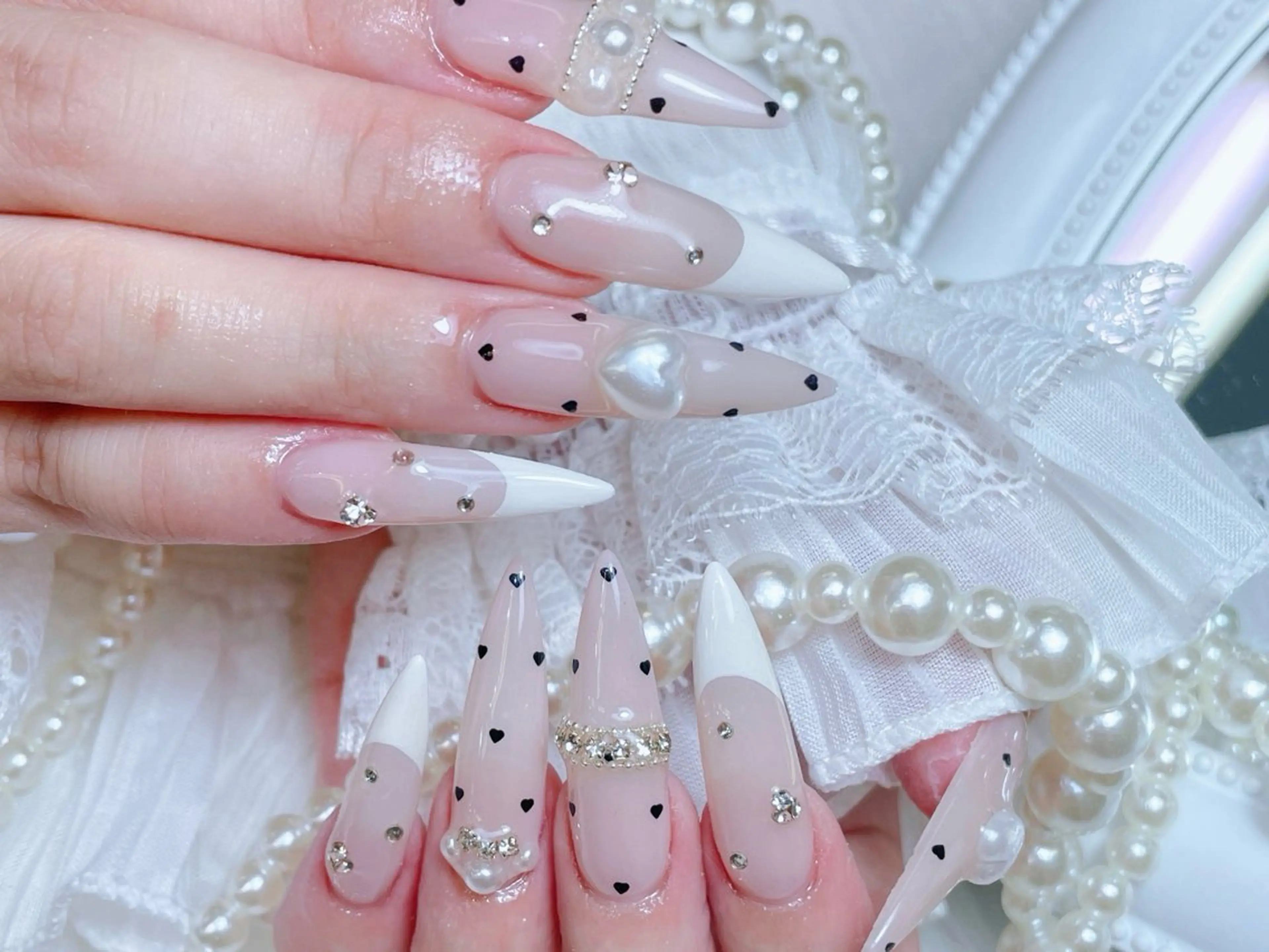 ネイル クリアネイル ロングネイル マグネットネイル 大理石ネイル(マーブル) 春ネイル ハンドネイル princess👑 木戸　唯のネイルデザイン