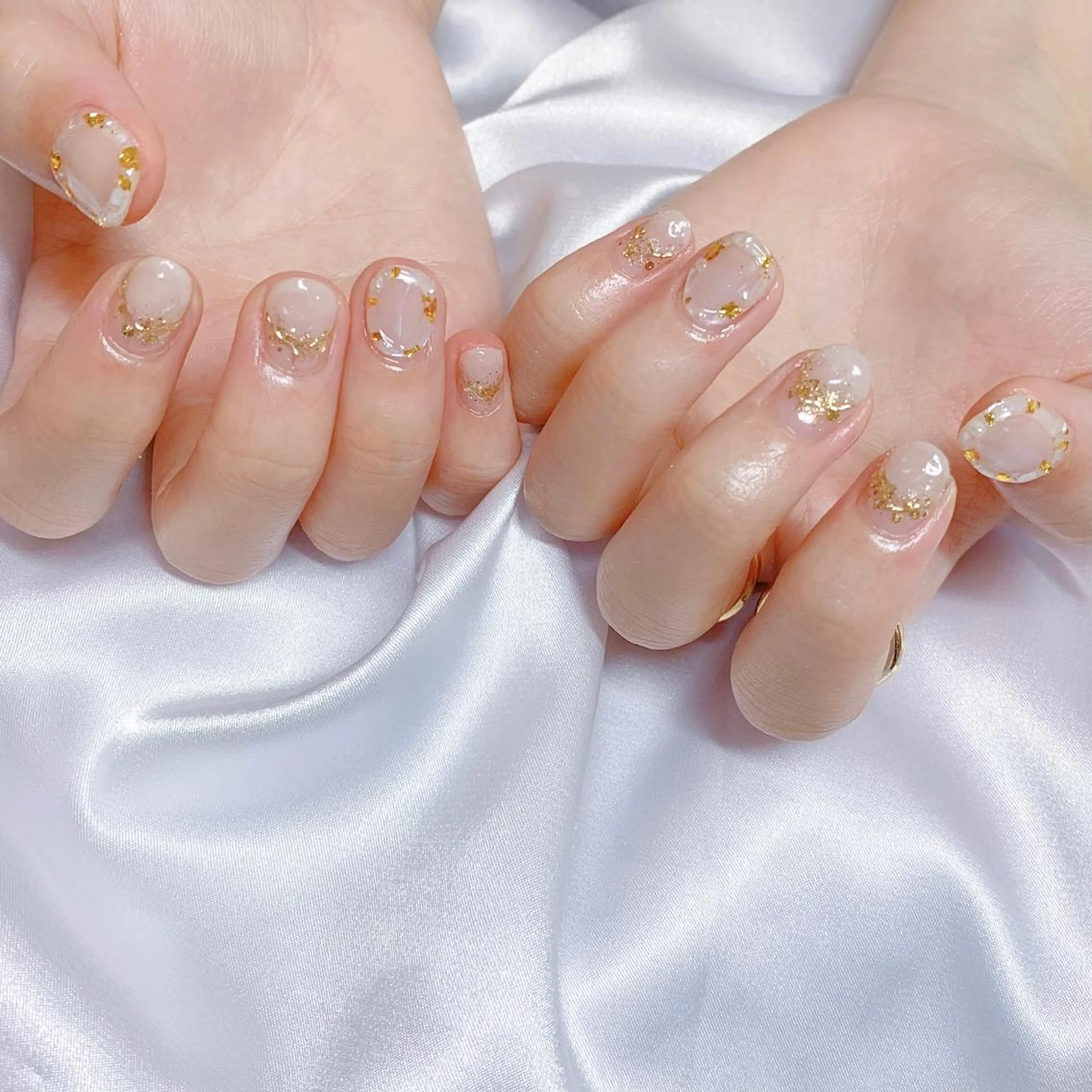 ネイル オーロラネイル フットネイル フレンチネイル ジェルネイル 韓国ネイル ハンドネイル ハンドケア 【ENサロン】 Rei🎀Nailのネイルデザイン