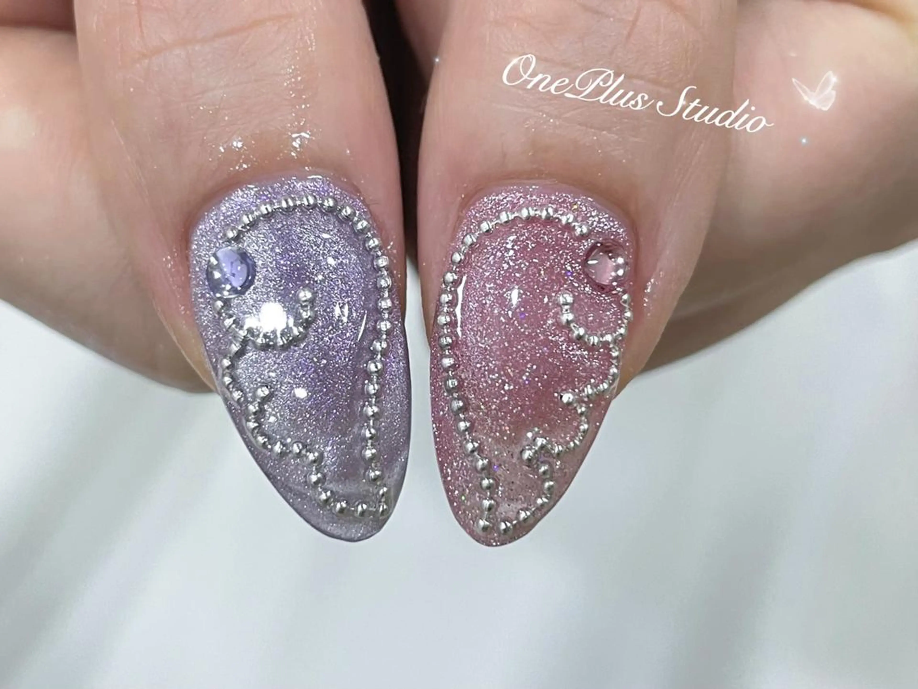 ネイル アートネイル オーロラネイル ガーリー キラキラネイル 韓国ネイル haruka 🧸のネイルデザイン