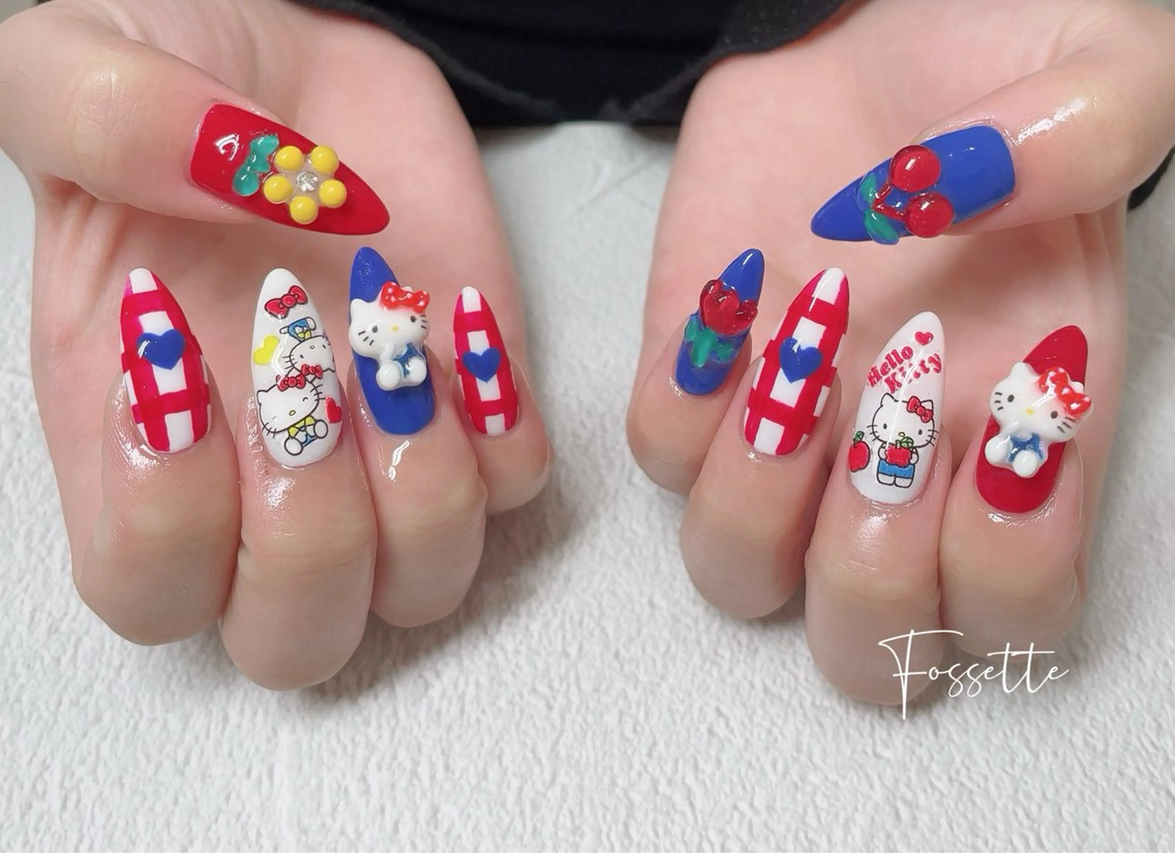 ネイル ロングネイル 持ち込み ぷっくりネイル nailsalon Fossetteのネイルデザイン