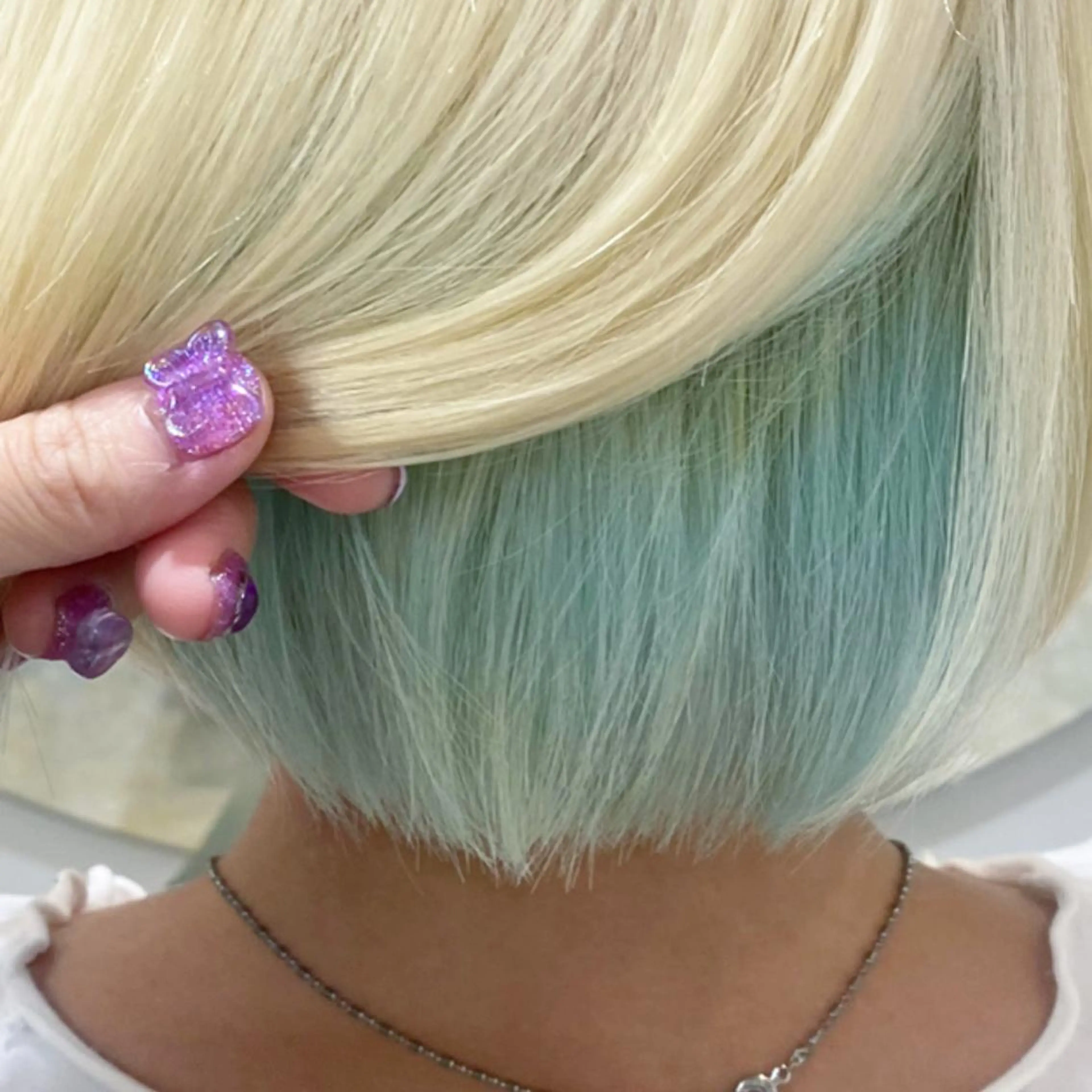 カラー ミント ミントグリーン サイレント美容師 アイリィのヘアスタイル