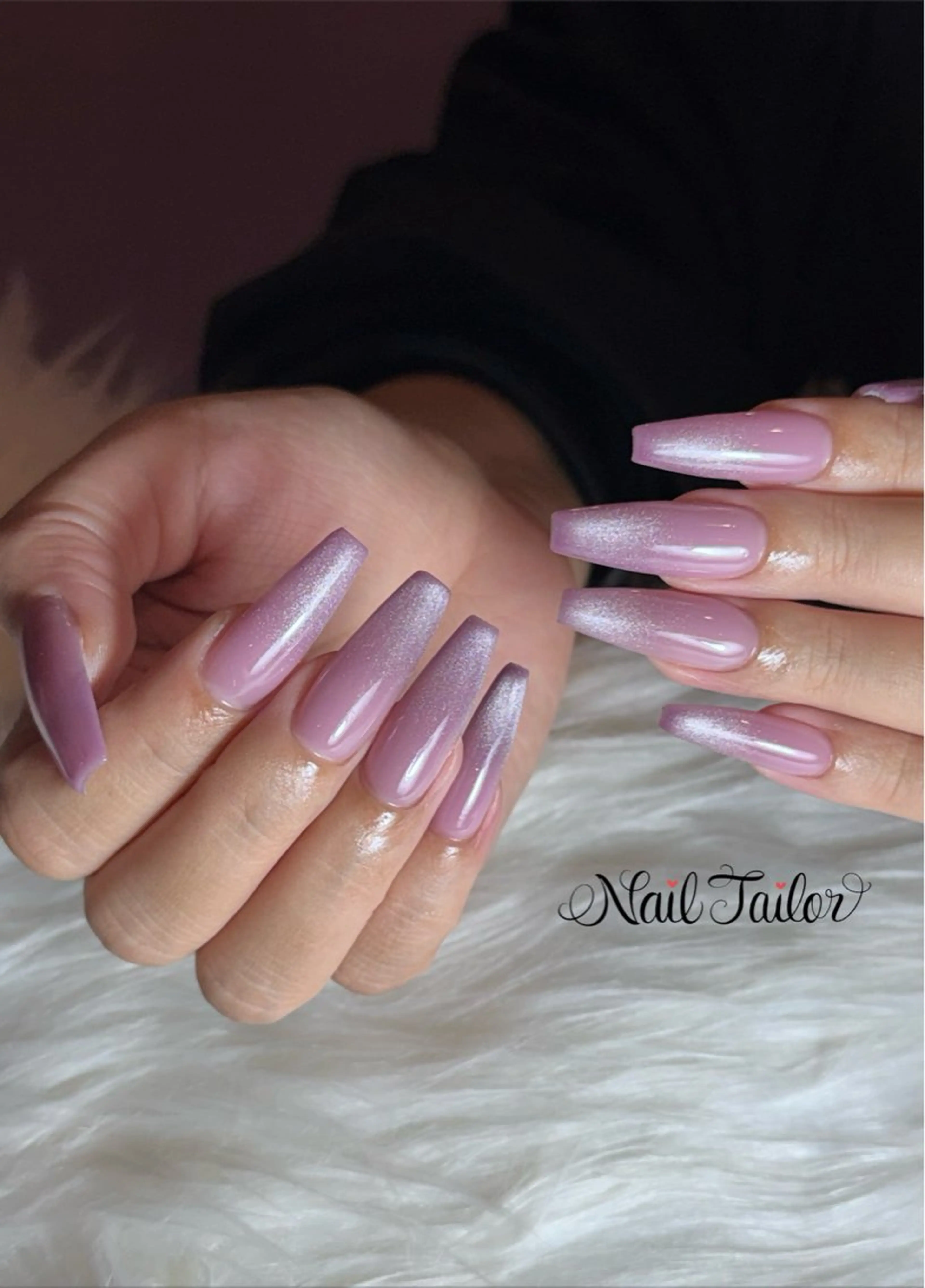 ネイル ロングネイル マグネットネイル ピンク スカルプネイル ハンドネイル NailTailor ネイルテイラーのネイルデザイン