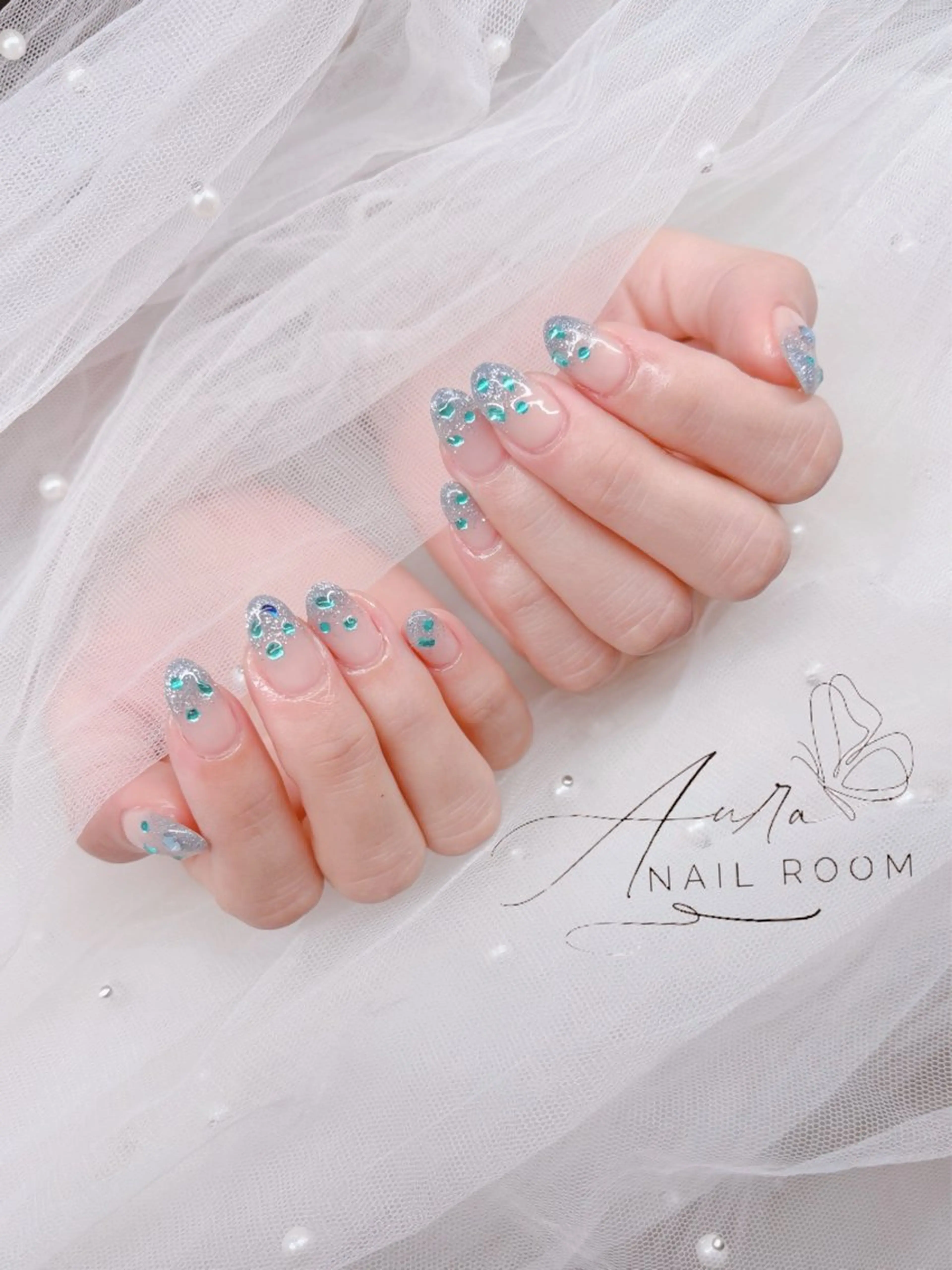 ネイル ブルー Aura Nail Roomのネイルデザイン