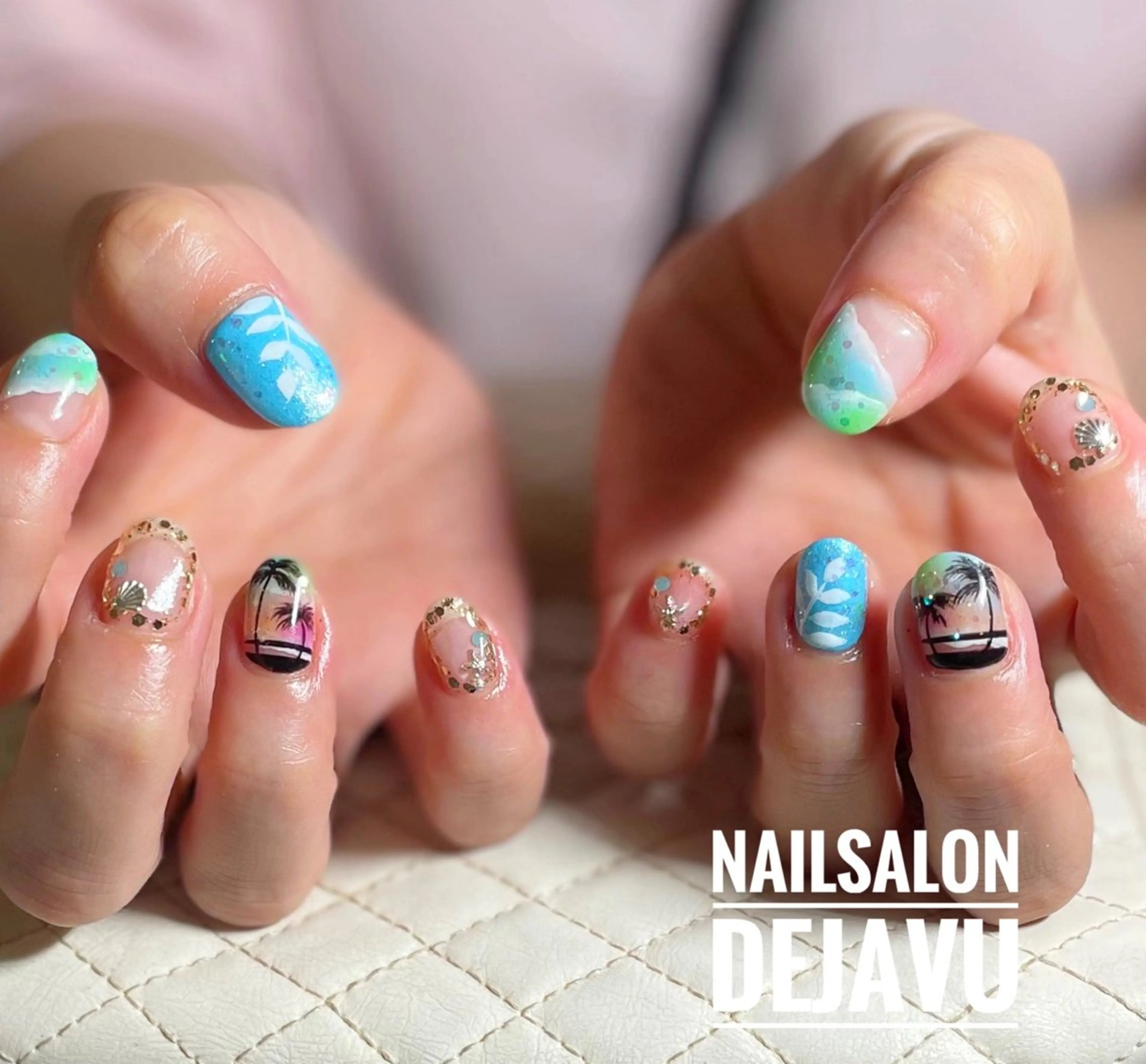 ネイル 持ち込み 夏ネイル ハンドネイル Nailsalon Dejavuのネイルデザイン