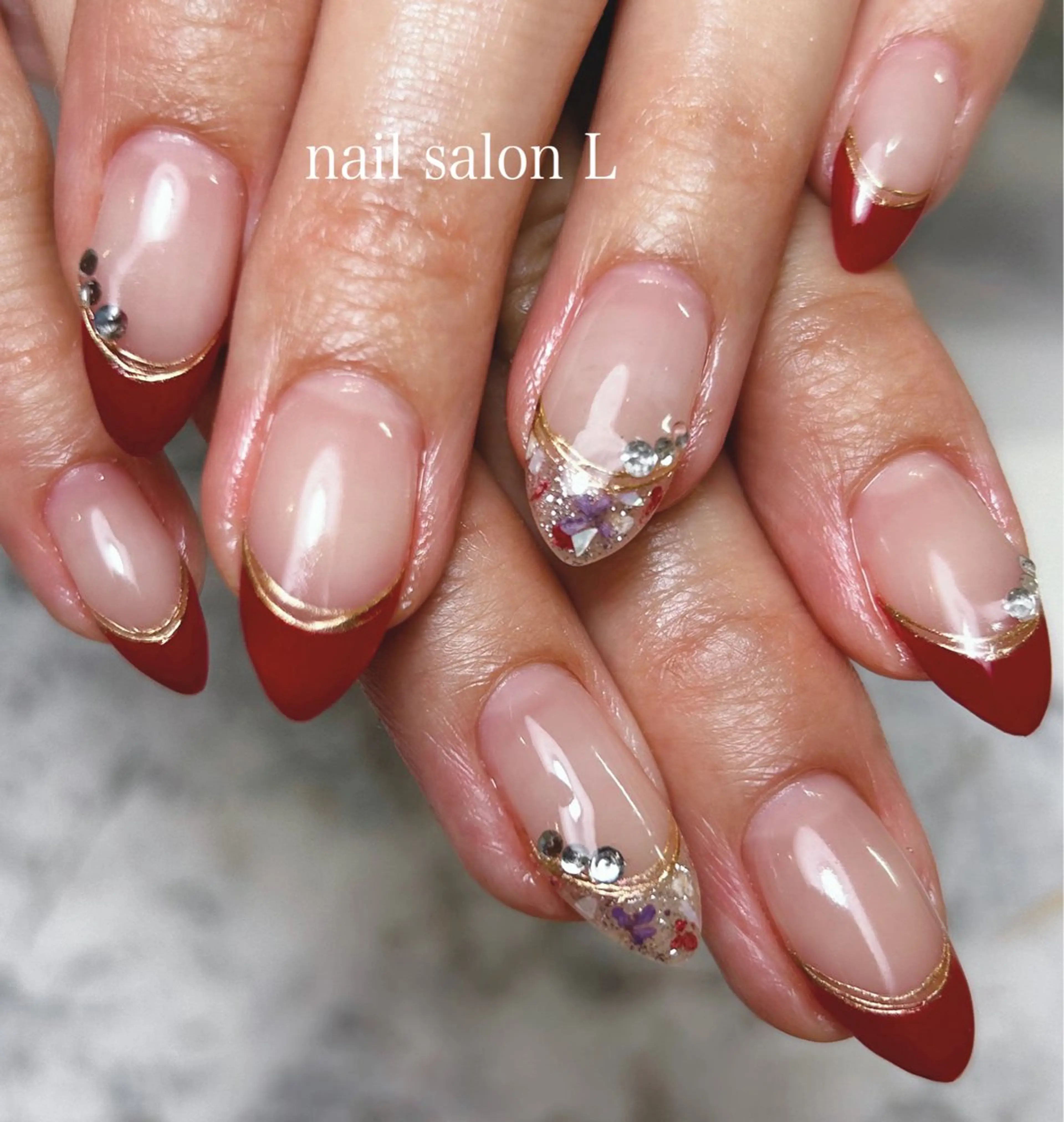 ネイル クリアネイル ラメ(グリッター) 持ち込み ハンドネイル 吉川市 ネイルサロンLのネイルデザイン