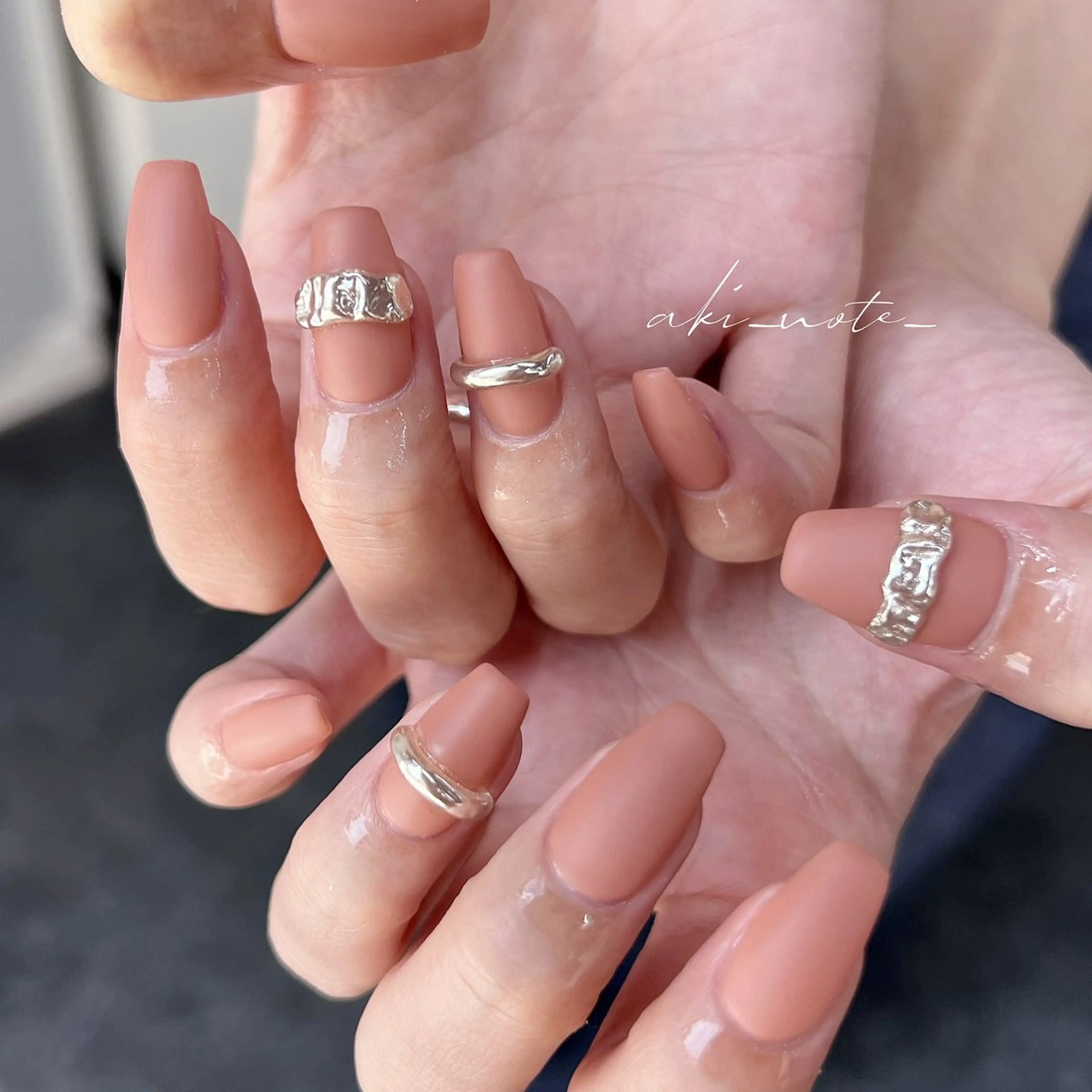 ネイル マットネイル ミラーネイル オフィスネイル ピンク ハンドネイル フットネイル GRANDE大須 栄/店長 aki🌙のネイルデザイン