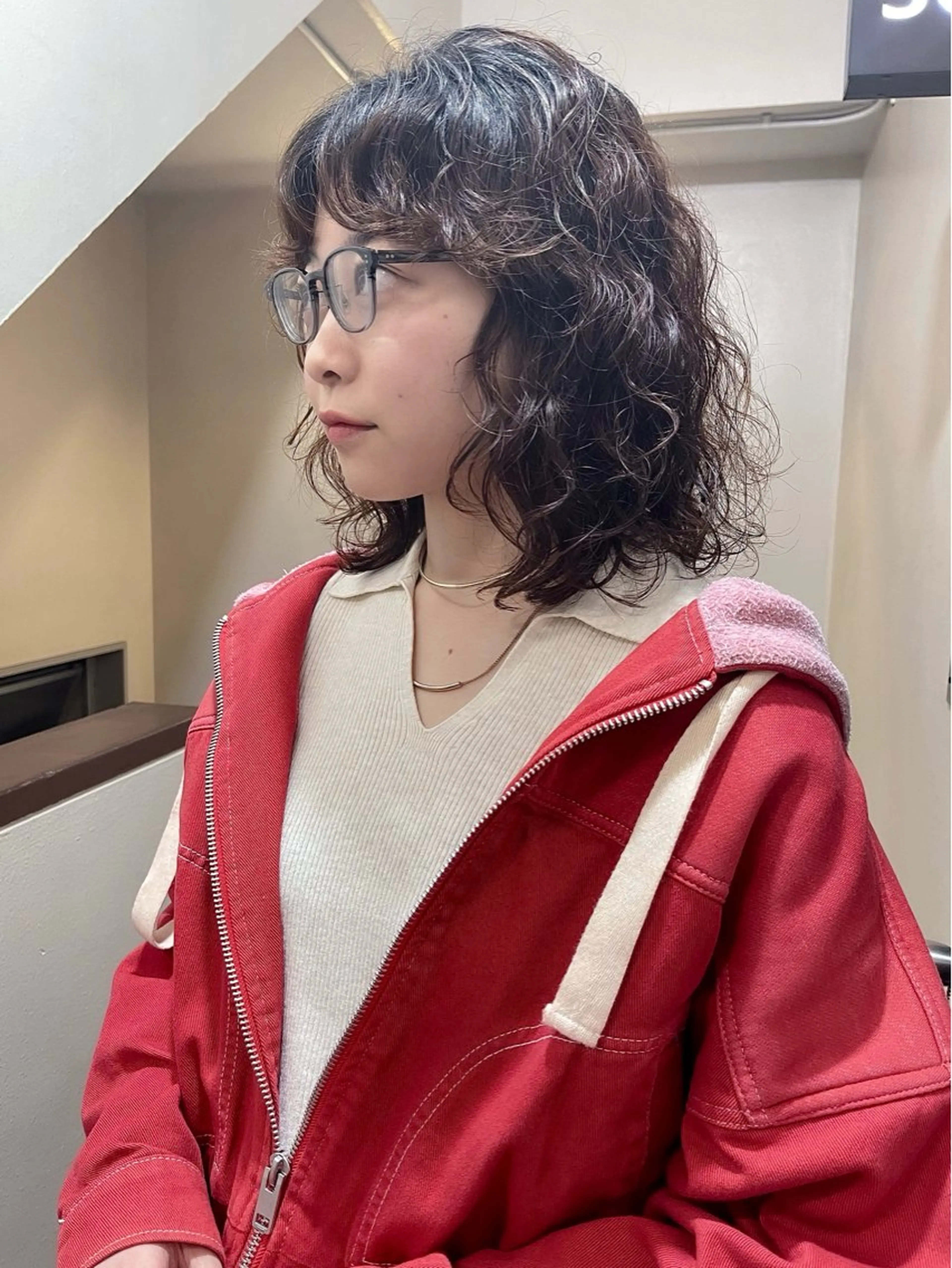 ミディアム パーマ カット パーマ トリートメント ヘアセット 安部佑哉/ハイトーン /レイヤー/ブリーチのヘアスタイル