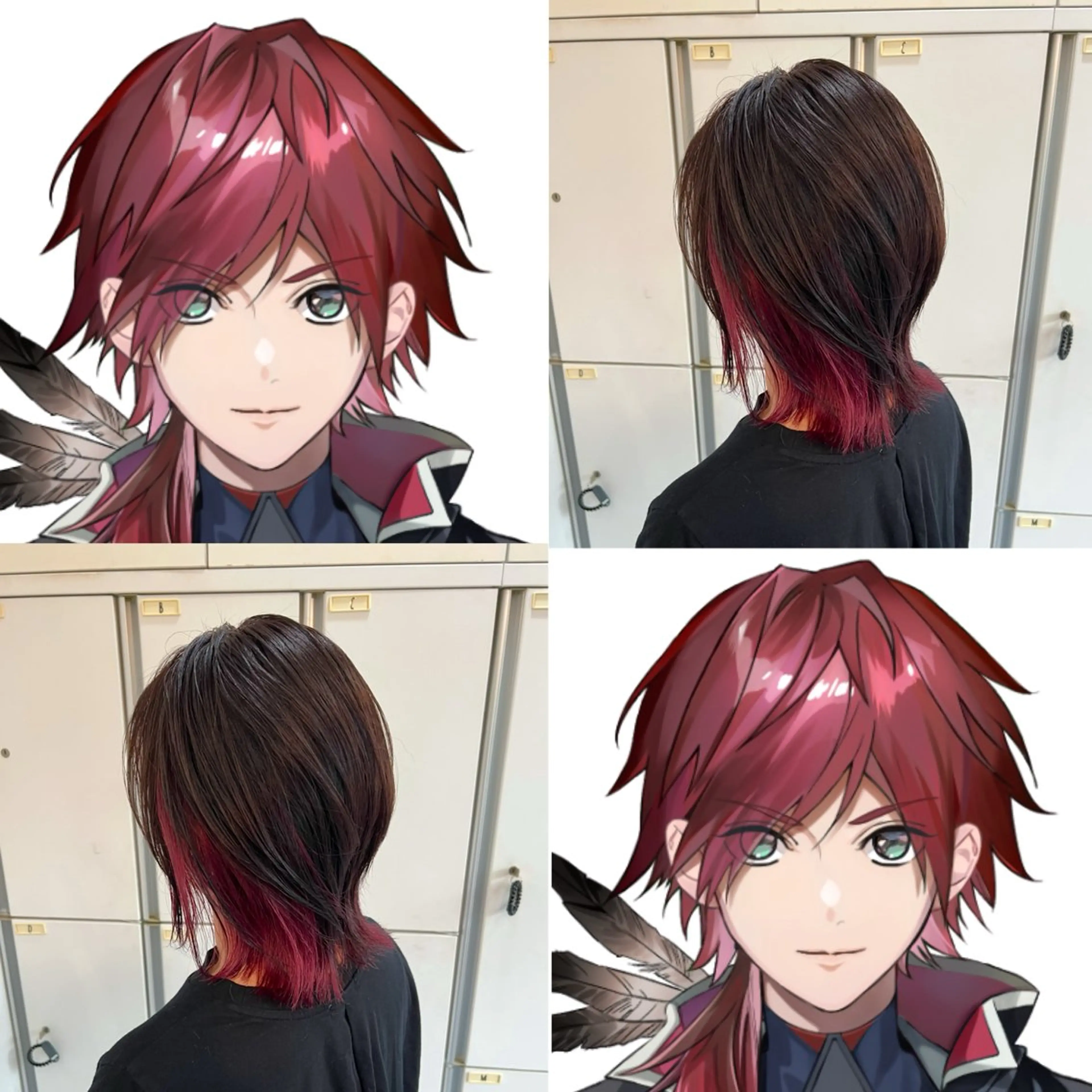 ミディアム カラー レッドカラー ヘアカラー インナー/2次元/ 推しカラー/しゅうとのヘアスタイル