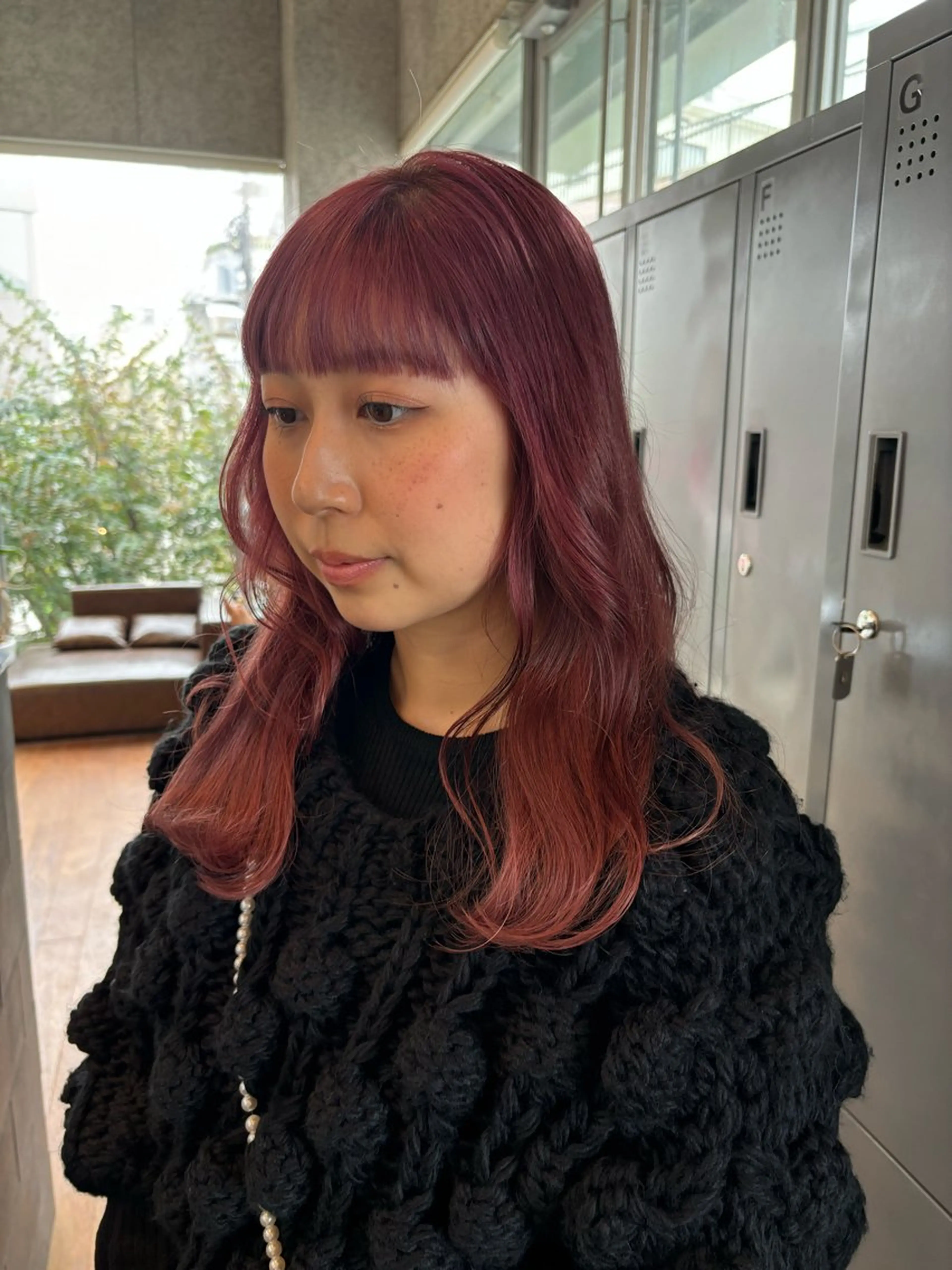 ミディアム カラー ヘアアレンジ ピンクカラー カット ヘアカラー トリートメント ヘッドスパ ヘアセット 押切 響　のヘアスタイル