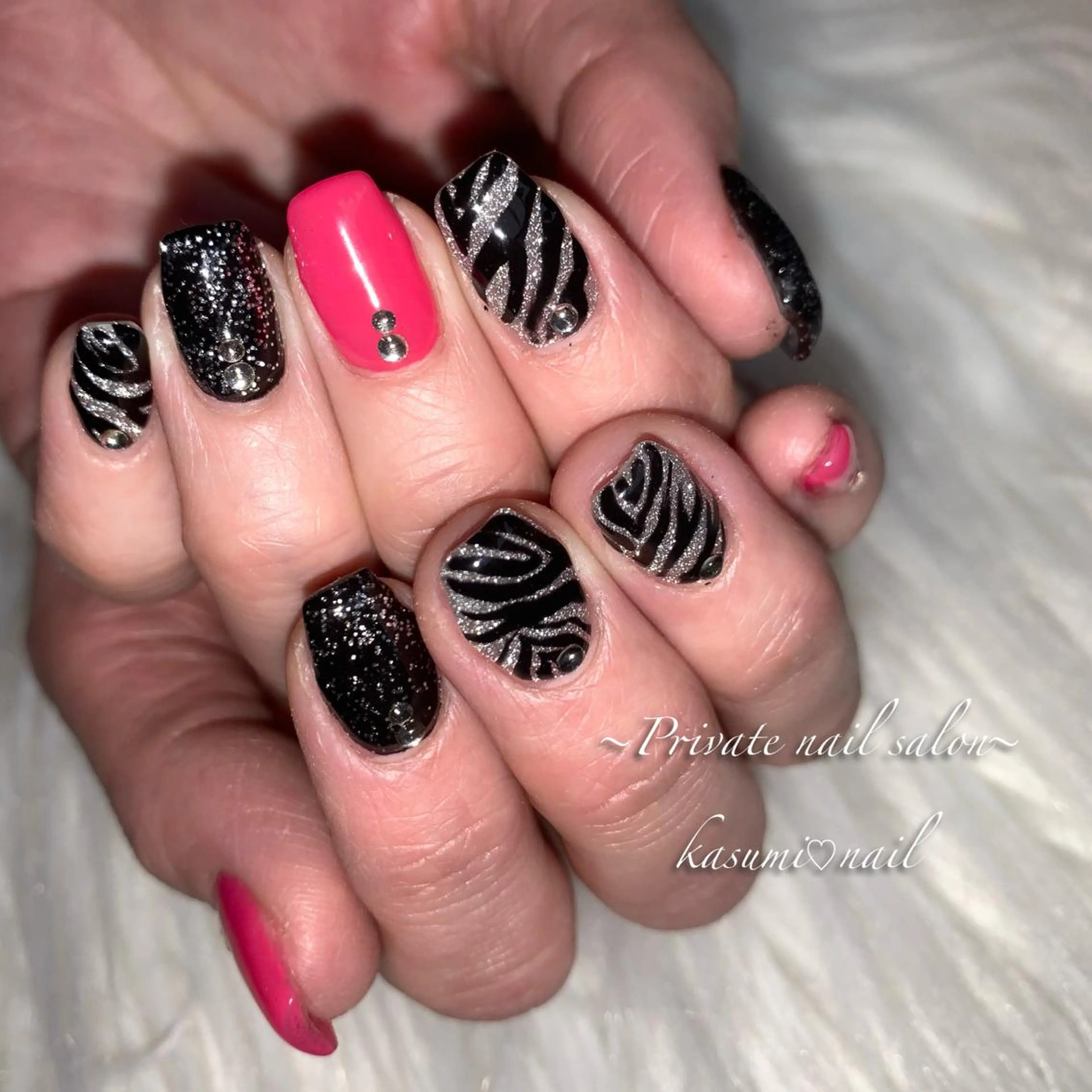 ネイル アートネイル ラメ(グリッター) マグネットネイル ミラーネイル 持ち込み KASUMI♡ Nailのネイルデザイン