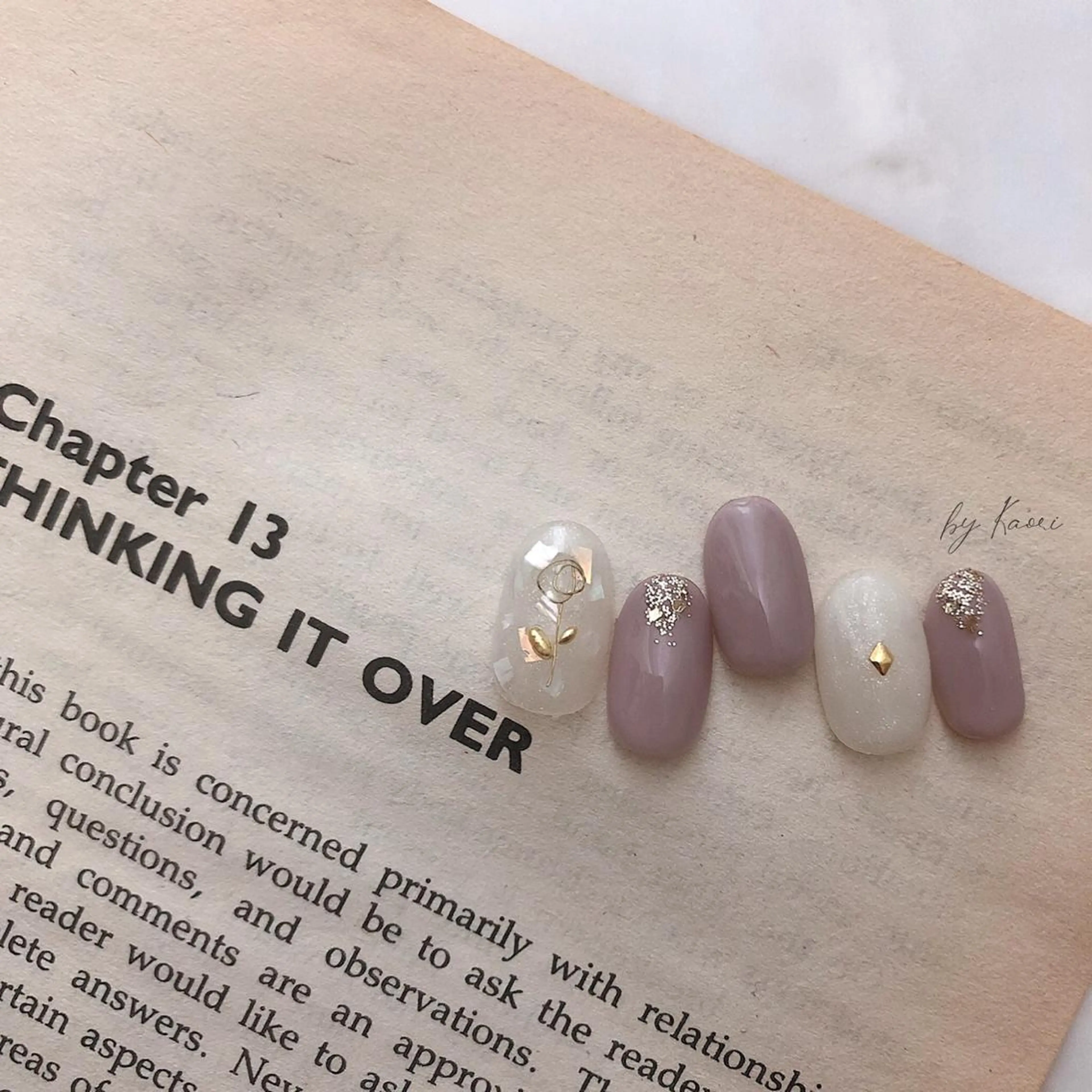 ネイル ブルー ブラウン カジュアル フラワーネイル フットネイル ハンドネイル _Defi_ by Kaoriのネイルデザイン