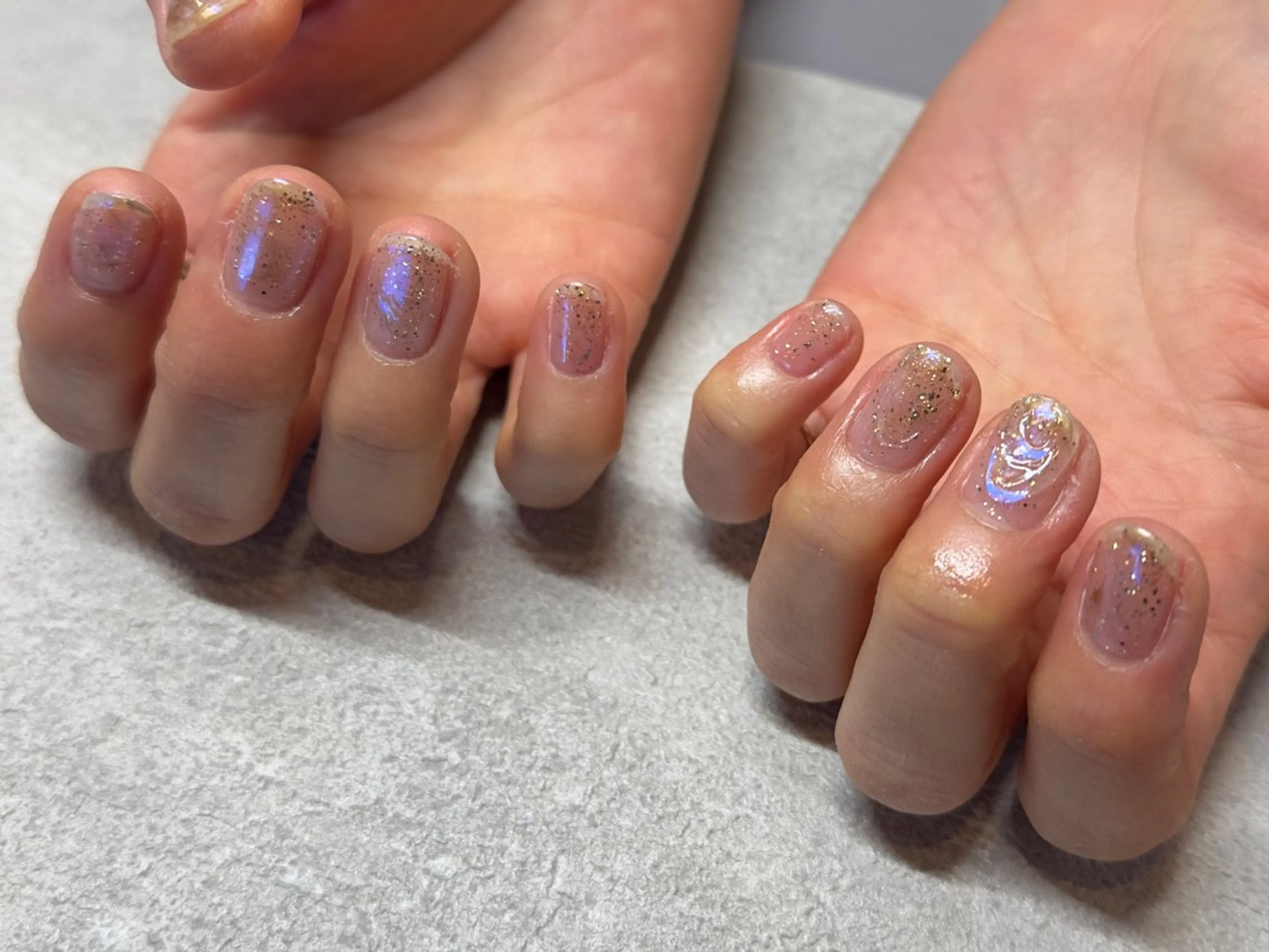 ネイル アートネイル 持ち込み ニュアンスネイル ショートネイル 冬ネイル ハンドネイル 小河 仁美のネイルデザイン