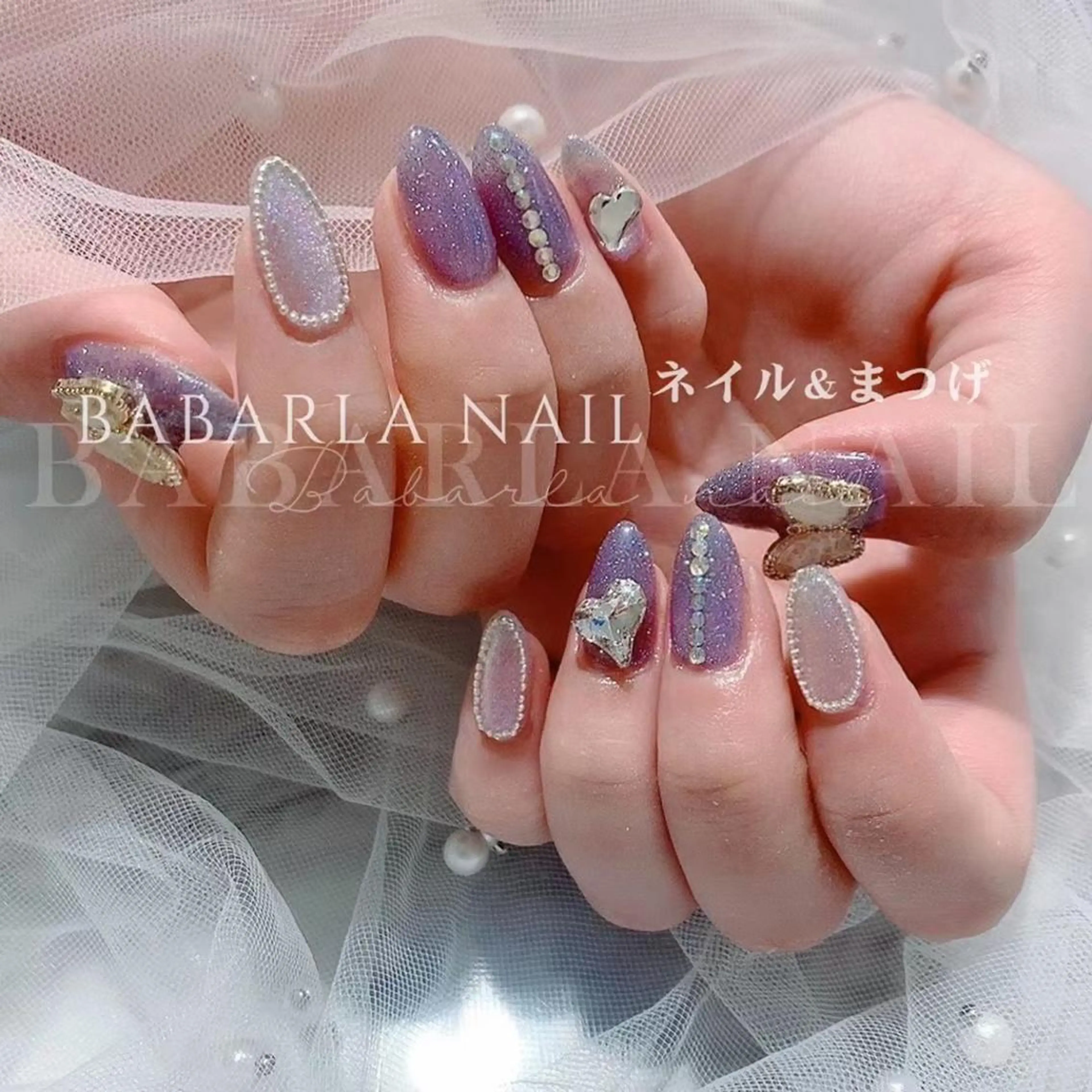 ネイル パープル シルバー Babarla nailのネイルデザイン