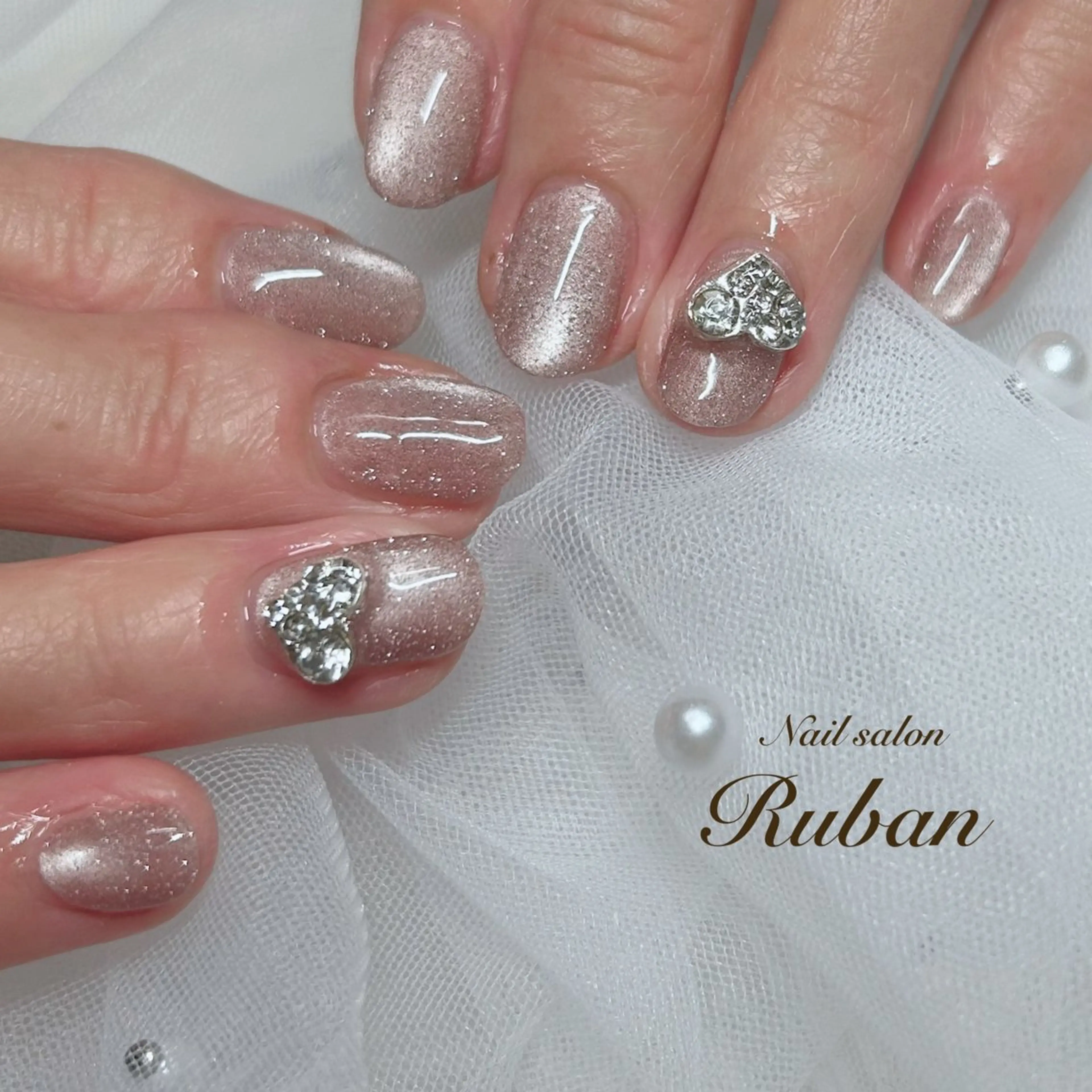 ネイル フラッシュネイル ハート マグネットネイル バレンタイン Nail salon Rubanのネイルデザイン