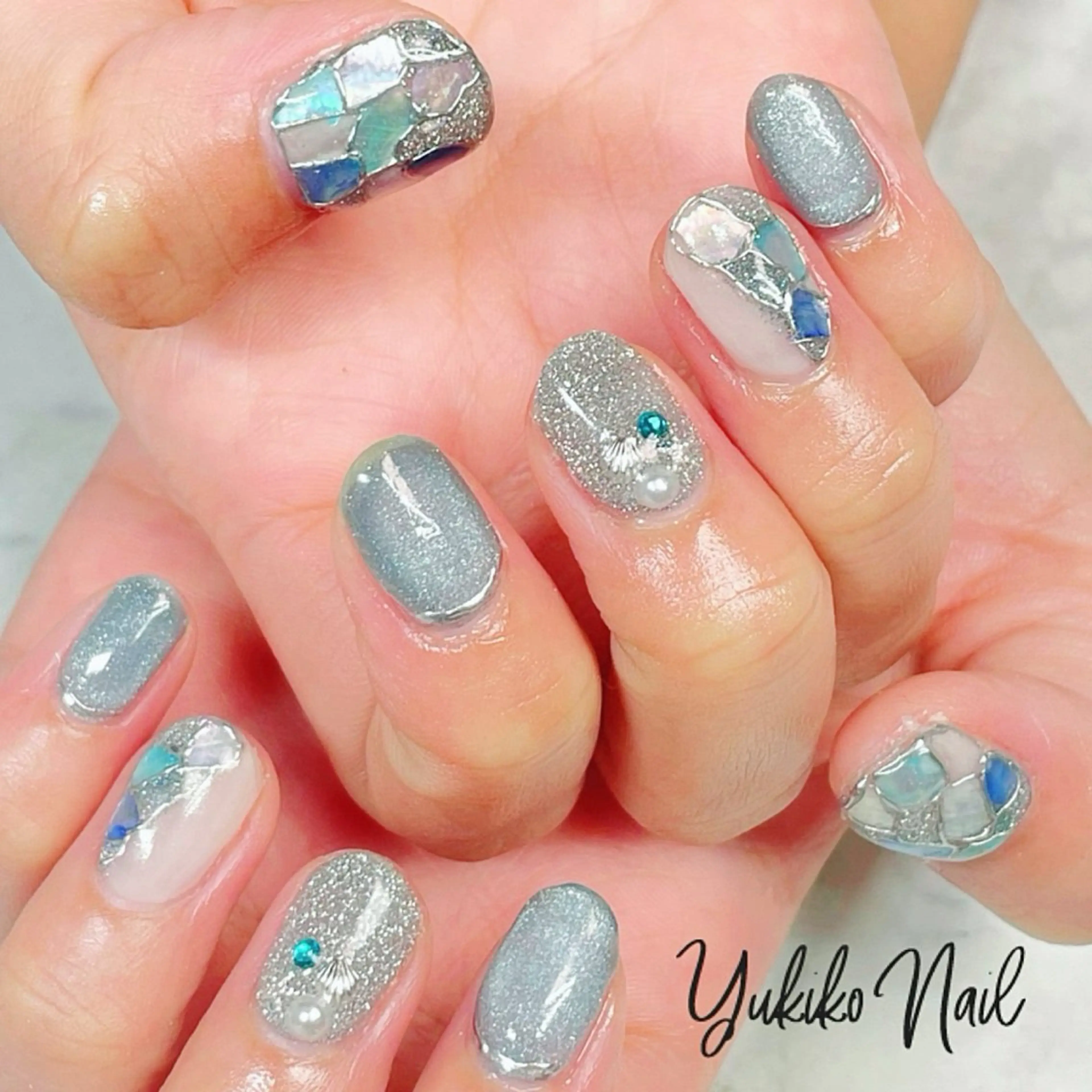 ネイル フラッシュネイル マグネットネイル 夏ネイル ユキコ ネイルのネイルデザイン