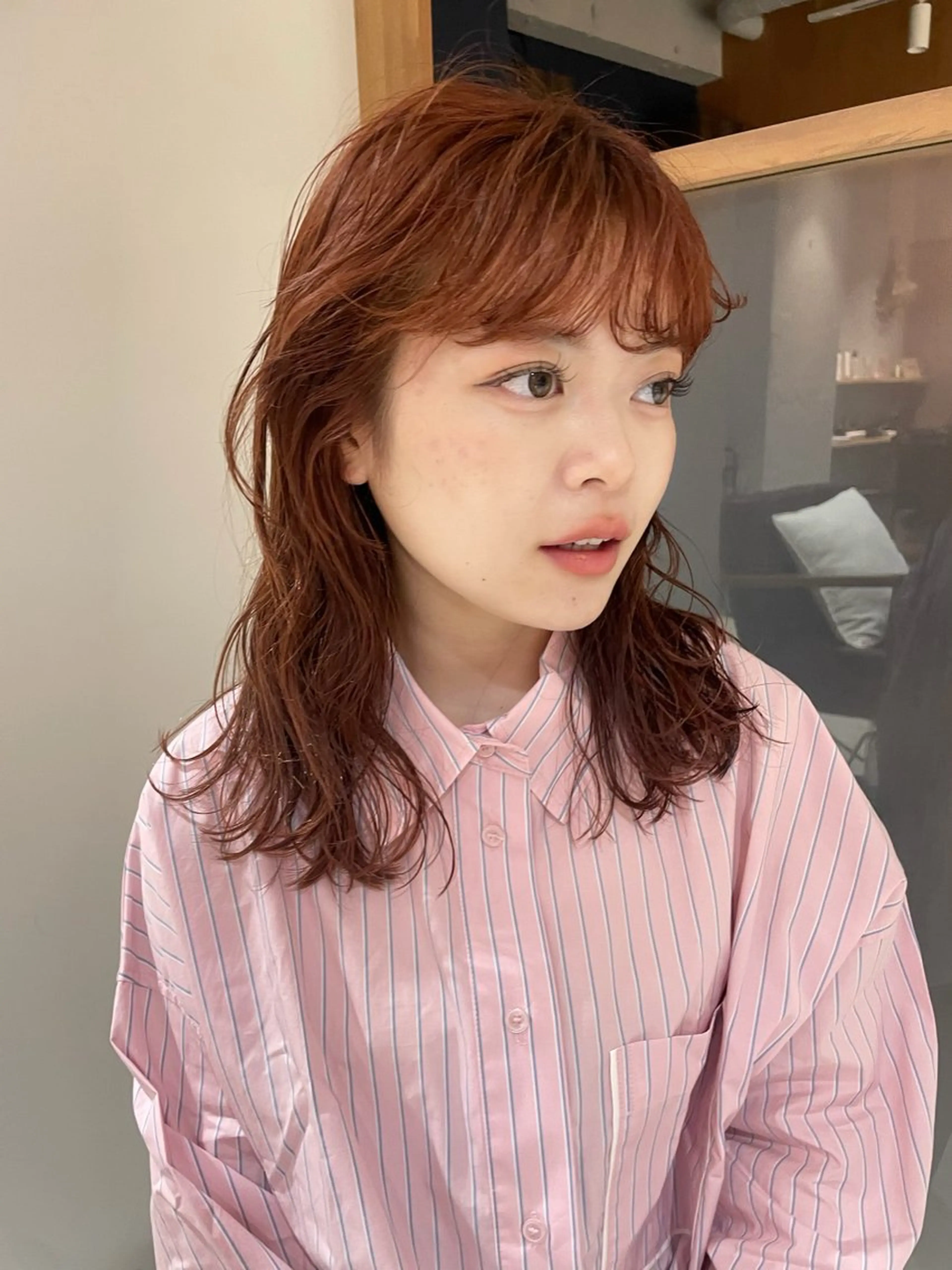 ミディアム カラー カット ヘアカラー トリートメント mei｜顔まわり ×透明感カラーのヘアスタイル