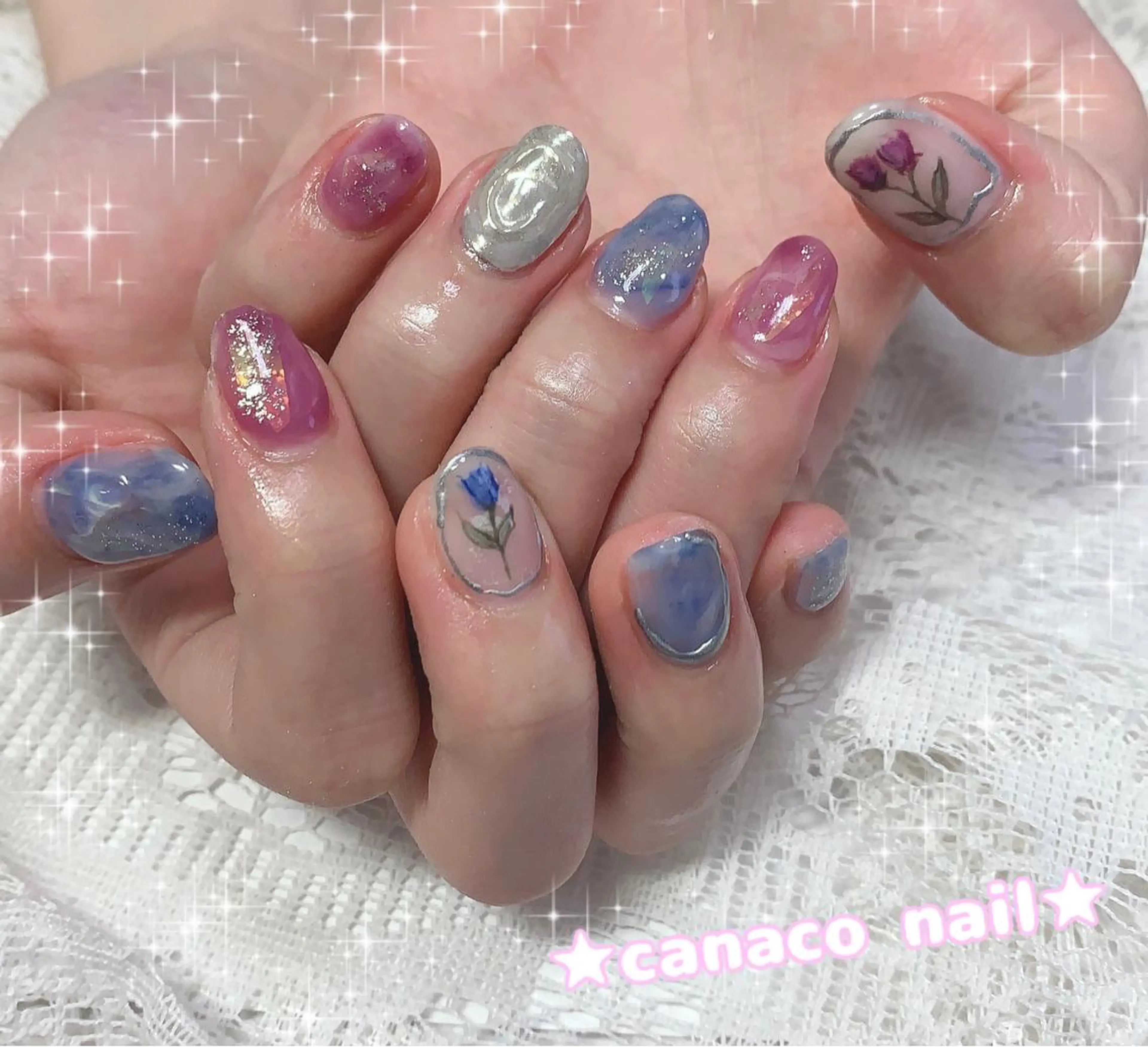 ネイル アートネイル フラワーネイル ジェルネイル ミラーネイル ニュアンスネイル ハンドネイル ハンドケア ベテランネイル cnc nailのネイルデザイン