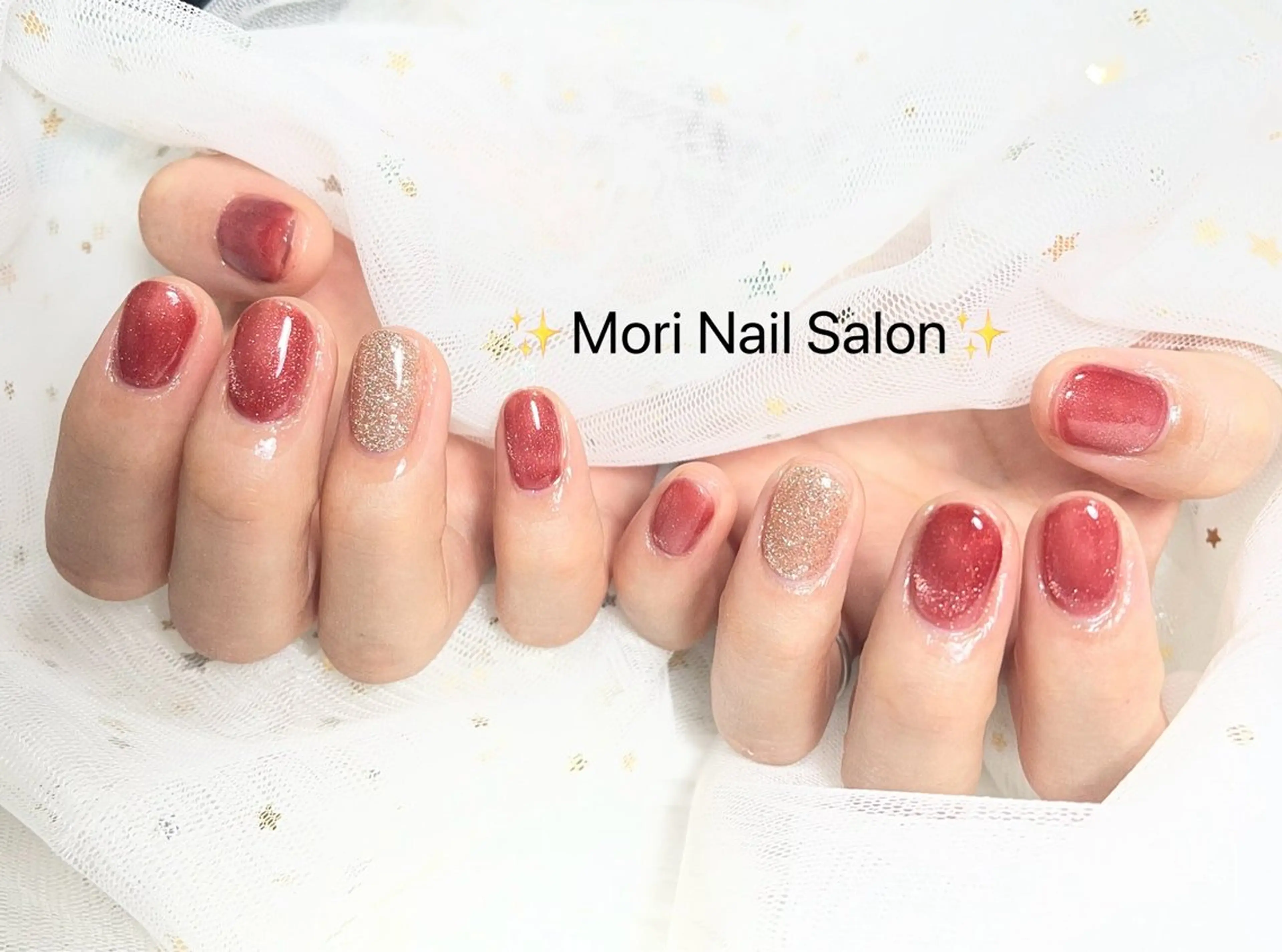 ネイル ジェルネイル マグネットネイル 冬ネイル クリスマス MORI ネイル SALONのネイルデザイン