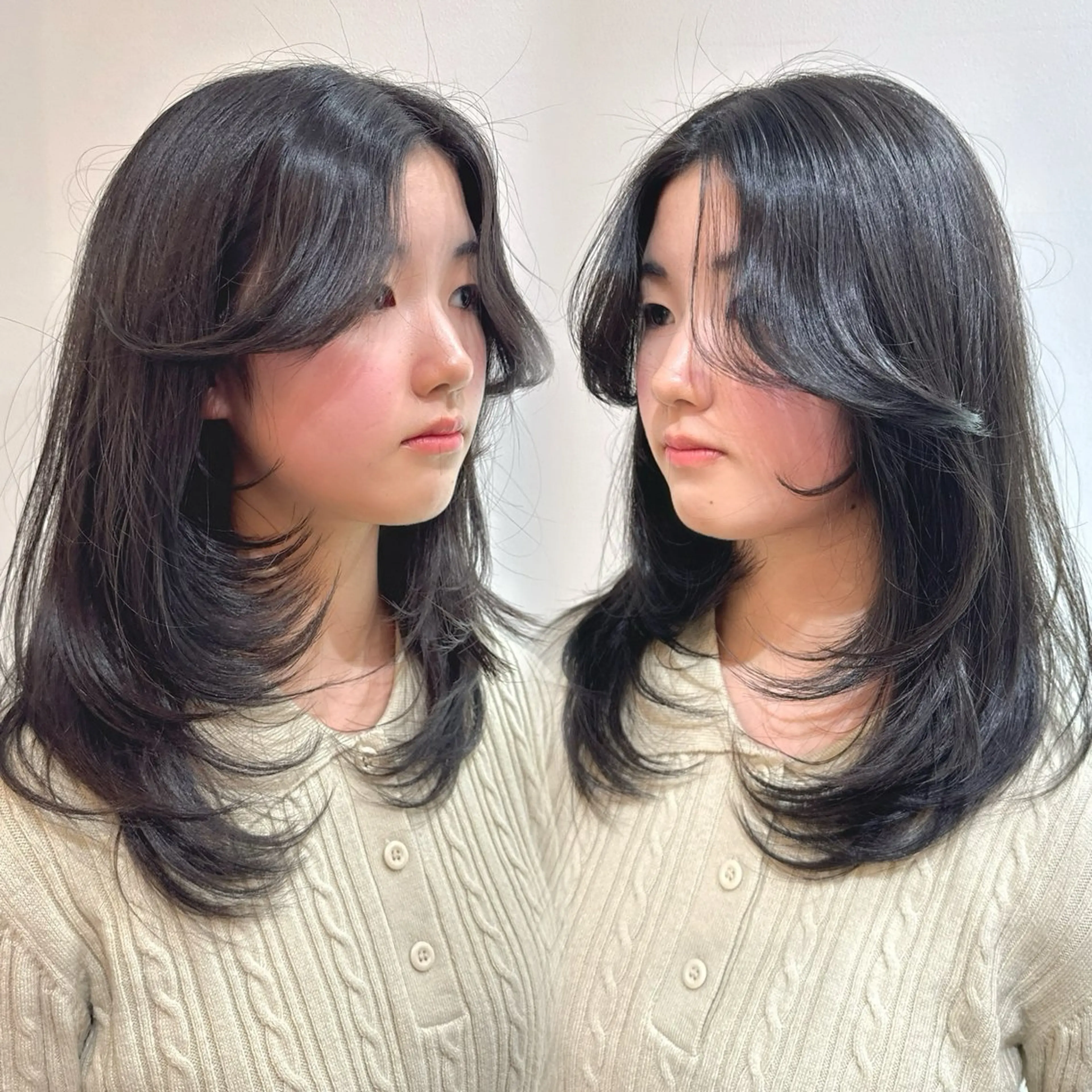 ミディアム レイヤーカット カット 森 隆秀/韓国ヘアのヘアスタイル