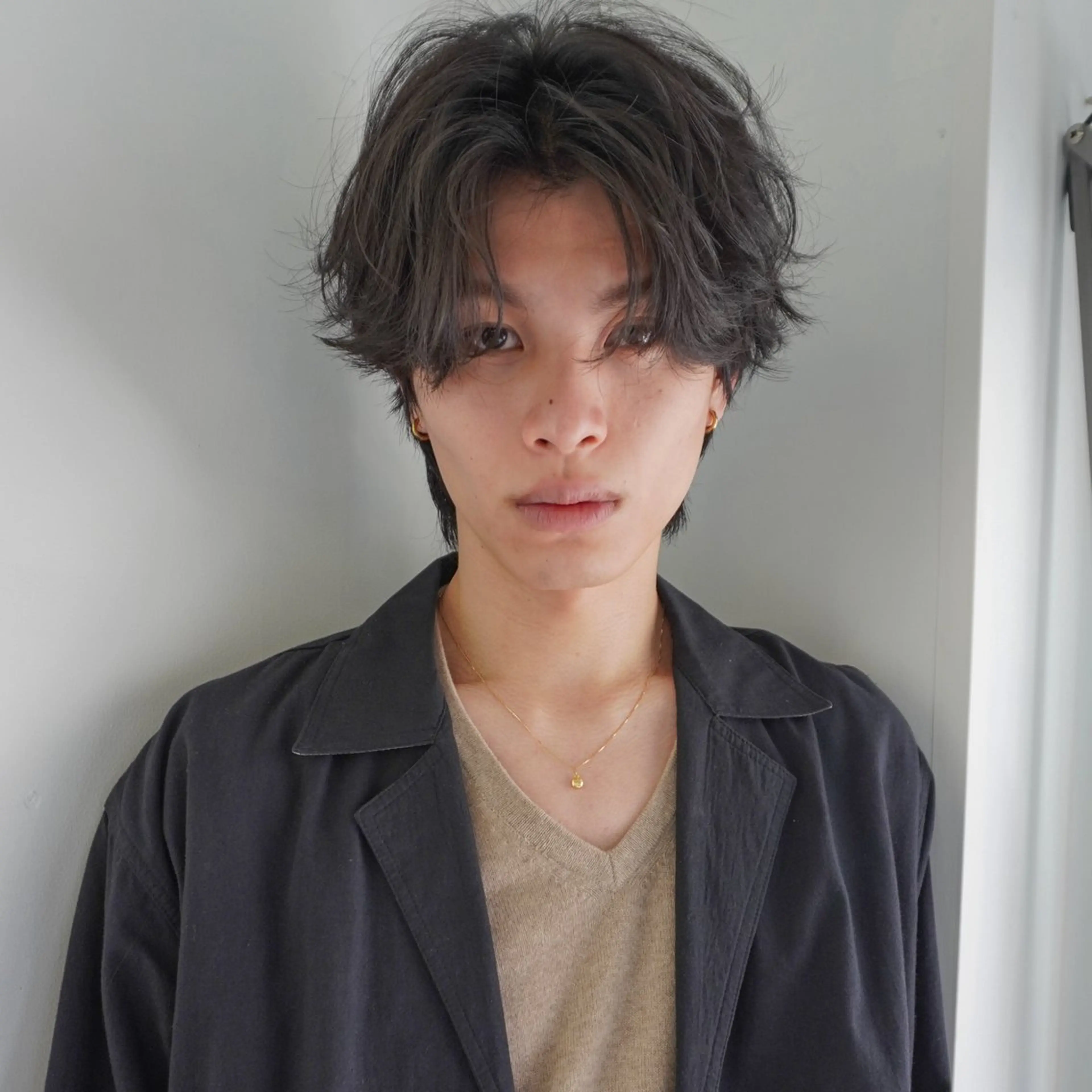 ショート パーマ メンズ センターパート メンズパーマ ニュアンスパーマ カット パーマ トリートメント メンズヘア/パーマ/ SHOUTOのヘアスタイル