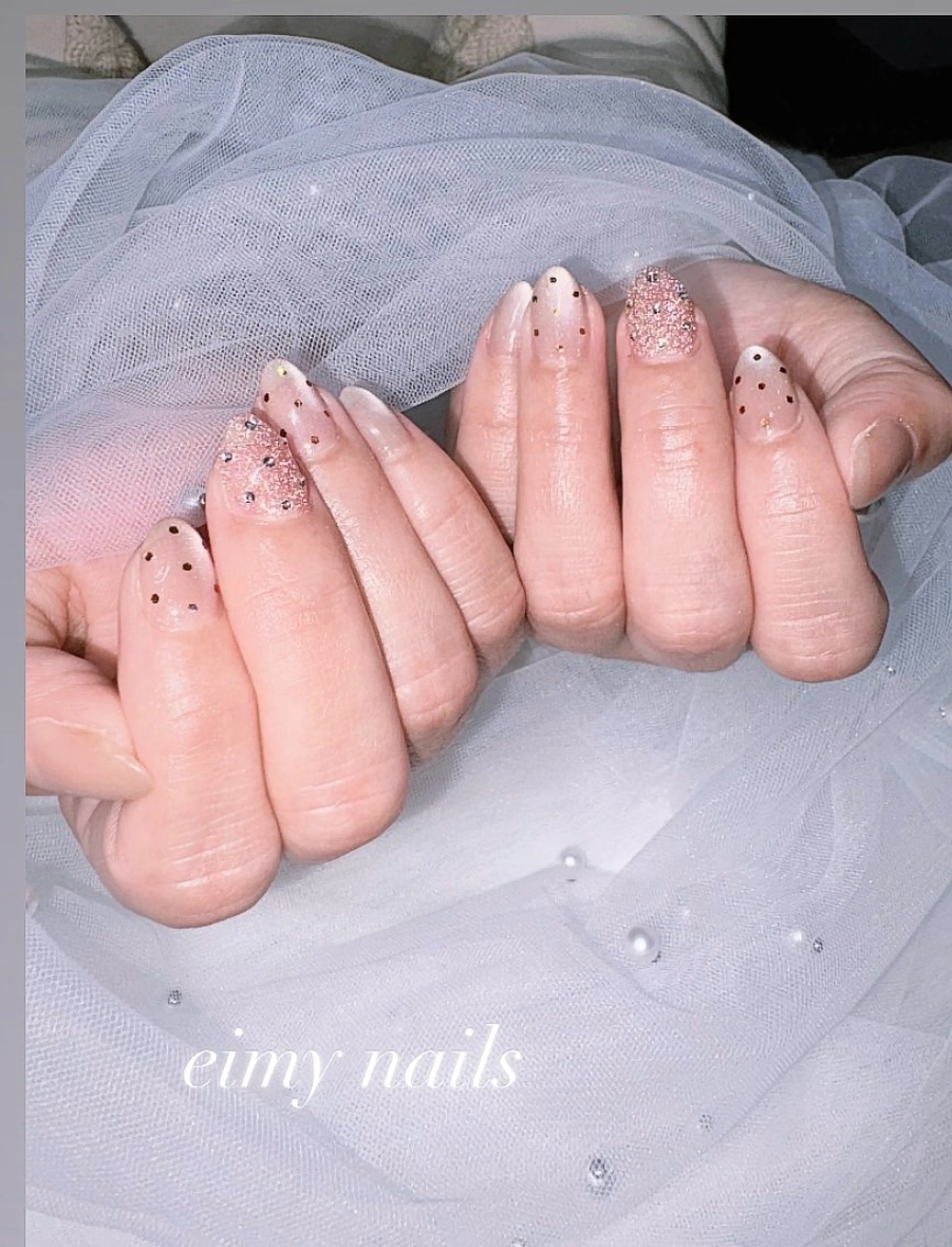 ネイル ドット フラッシュネイル フラッシュマグ ラメ(グリッター) マグネットネイル ハンドネイル eimy nails♡のネイルデザイン