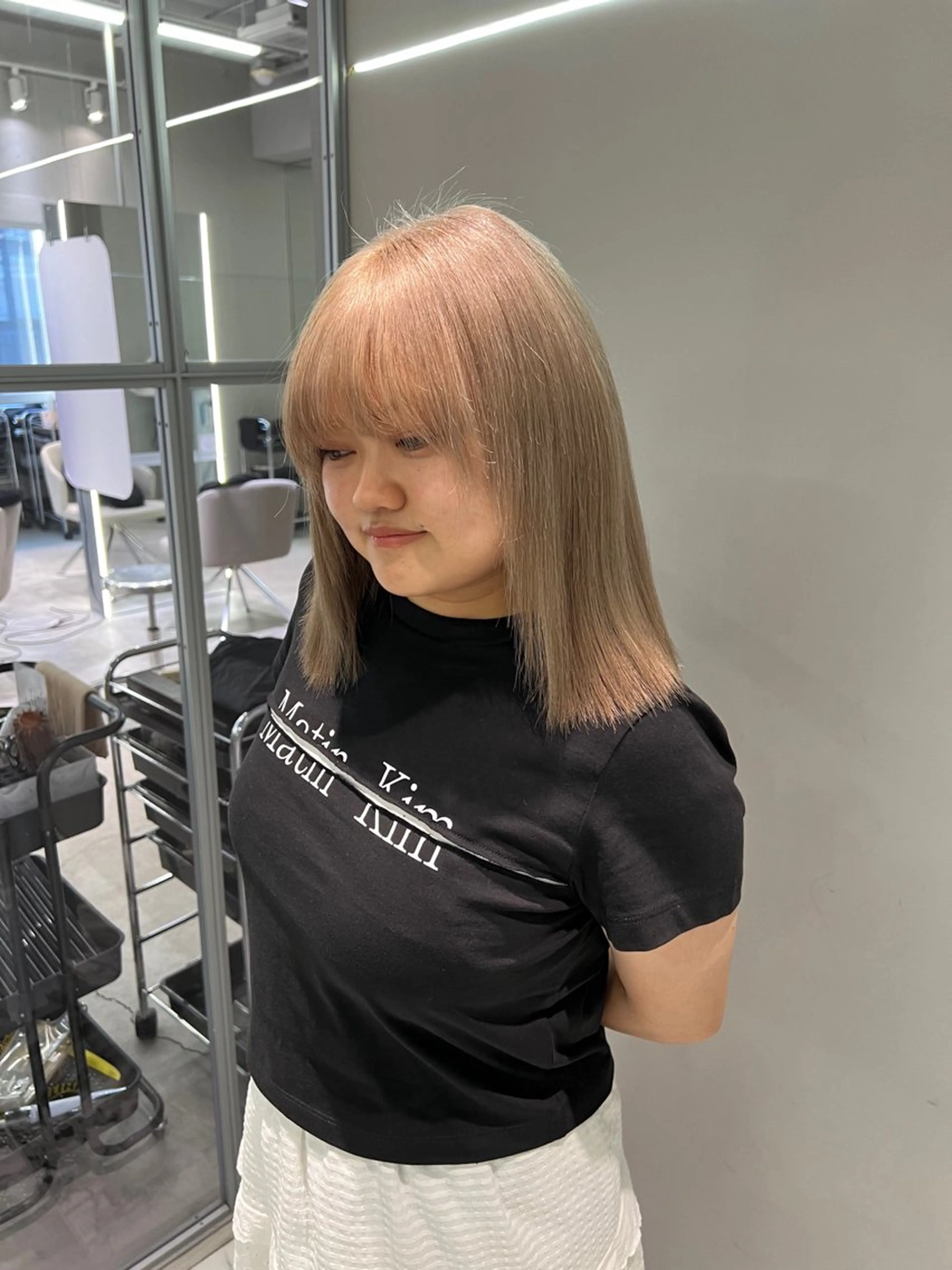 カラー ベージュカラー ブリーチ ミルクティーベージュ GEM/ hinanaのヘアスタイル