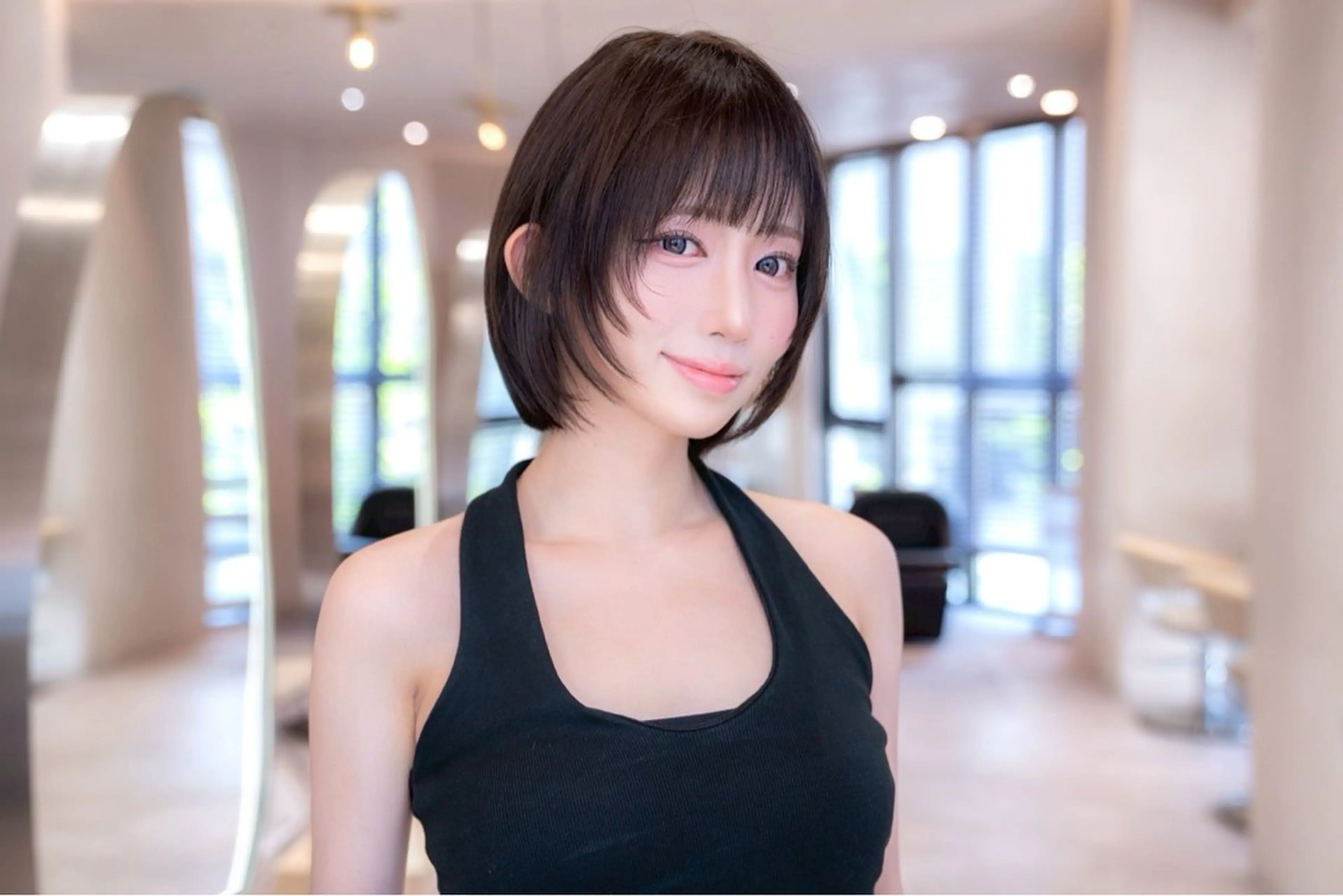 ミディアム カラー 切りっぱなしボブ ショートボブ ボブレイヤー ボブ くびれヘア カット ヘアカラー トリートメント 田中航平/渋谷ボブ/ レイヤーボブのヘアスタイル