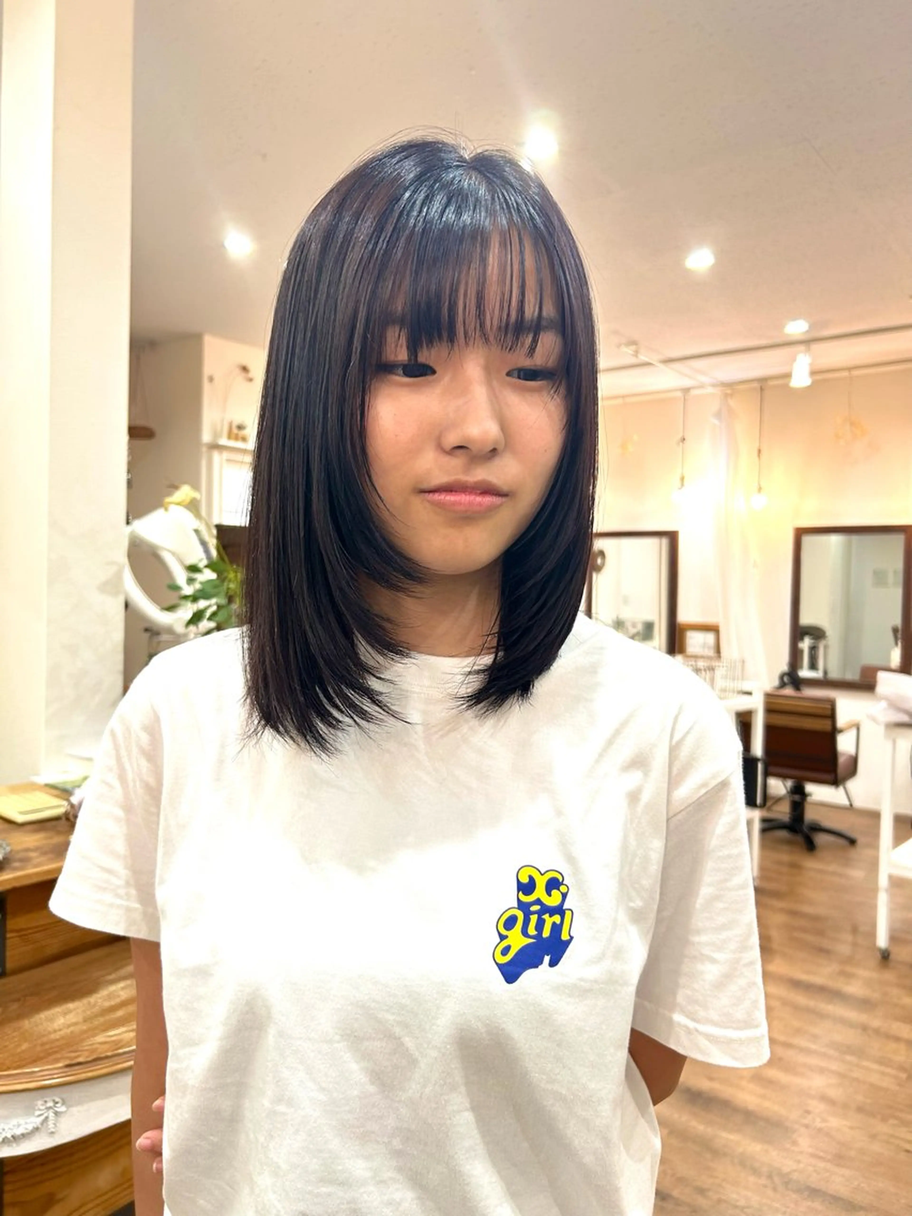 ミディアム カラー ブラウンカラー ピンクカラー 久保田 優のヘアスタイル