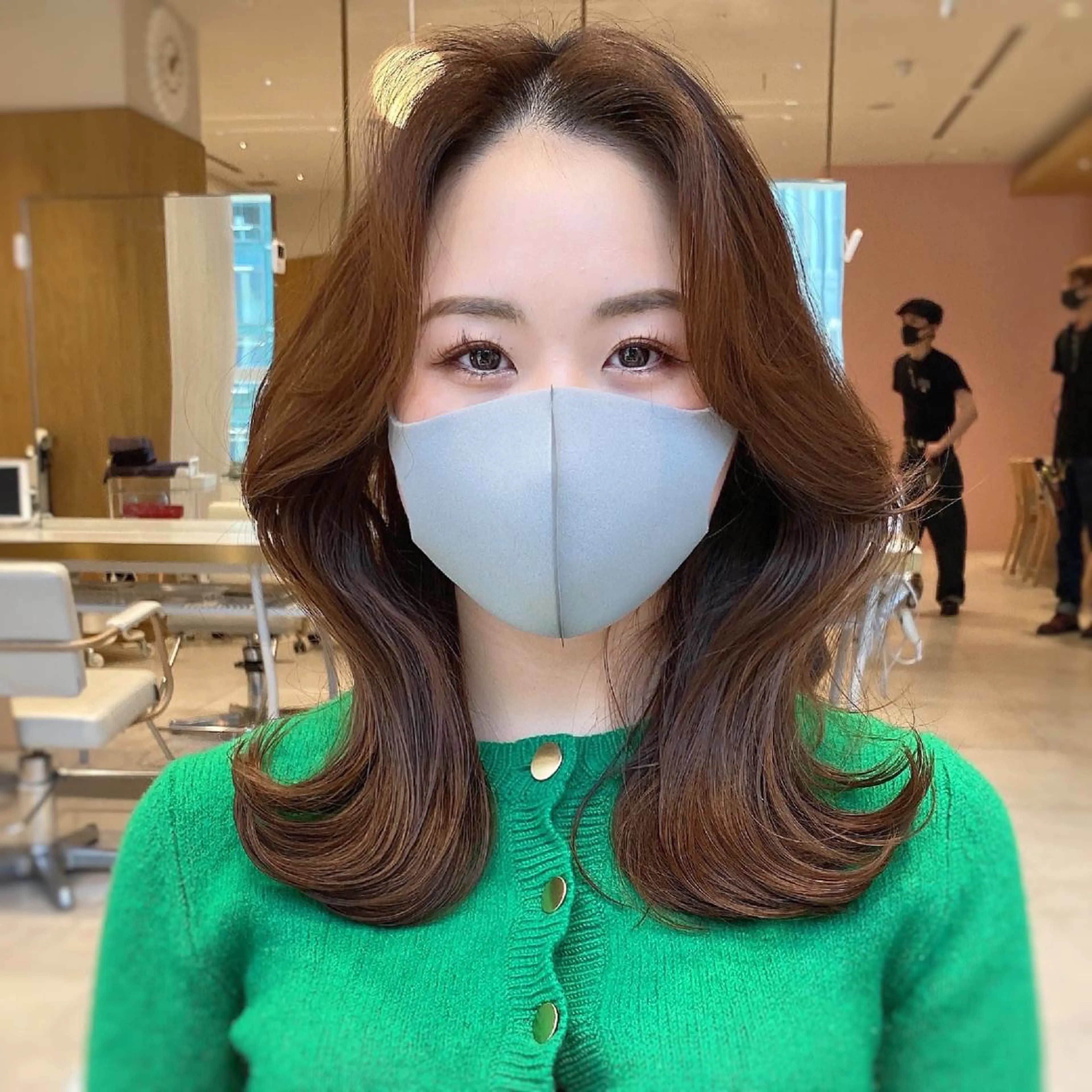 ミディアム ミディアムパーマ アッシュ ボブ くせ毛 韓国風ヘア 韓国ヘア🇰🇷髪質 改善たけるのヘアスタイル