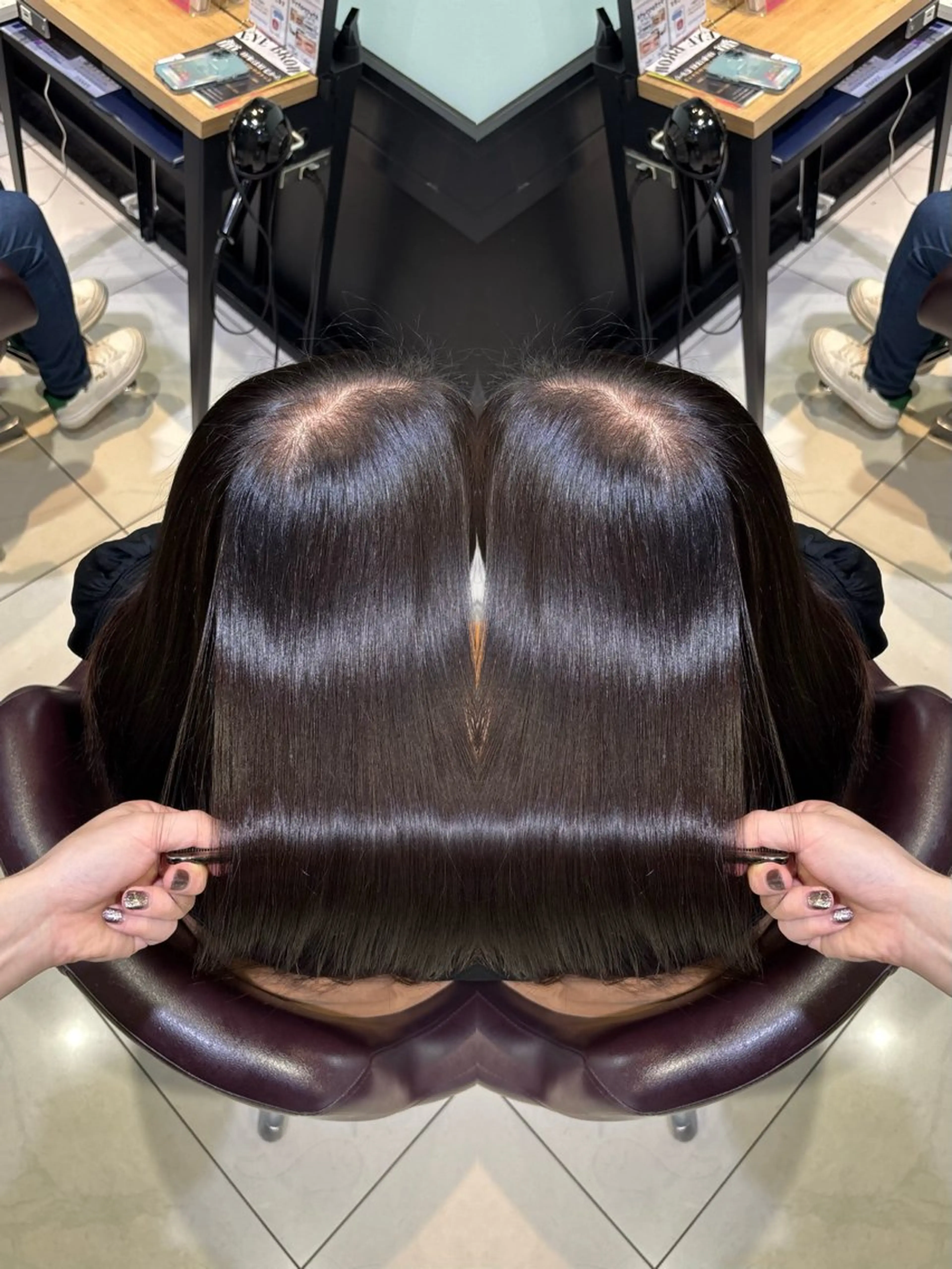 ロング カラー カット ヘアカラー 縮毛矯正 トリートメント 🩵レイヤー✖︎ 髪質改善🩵リョウヤのヘアスタイル