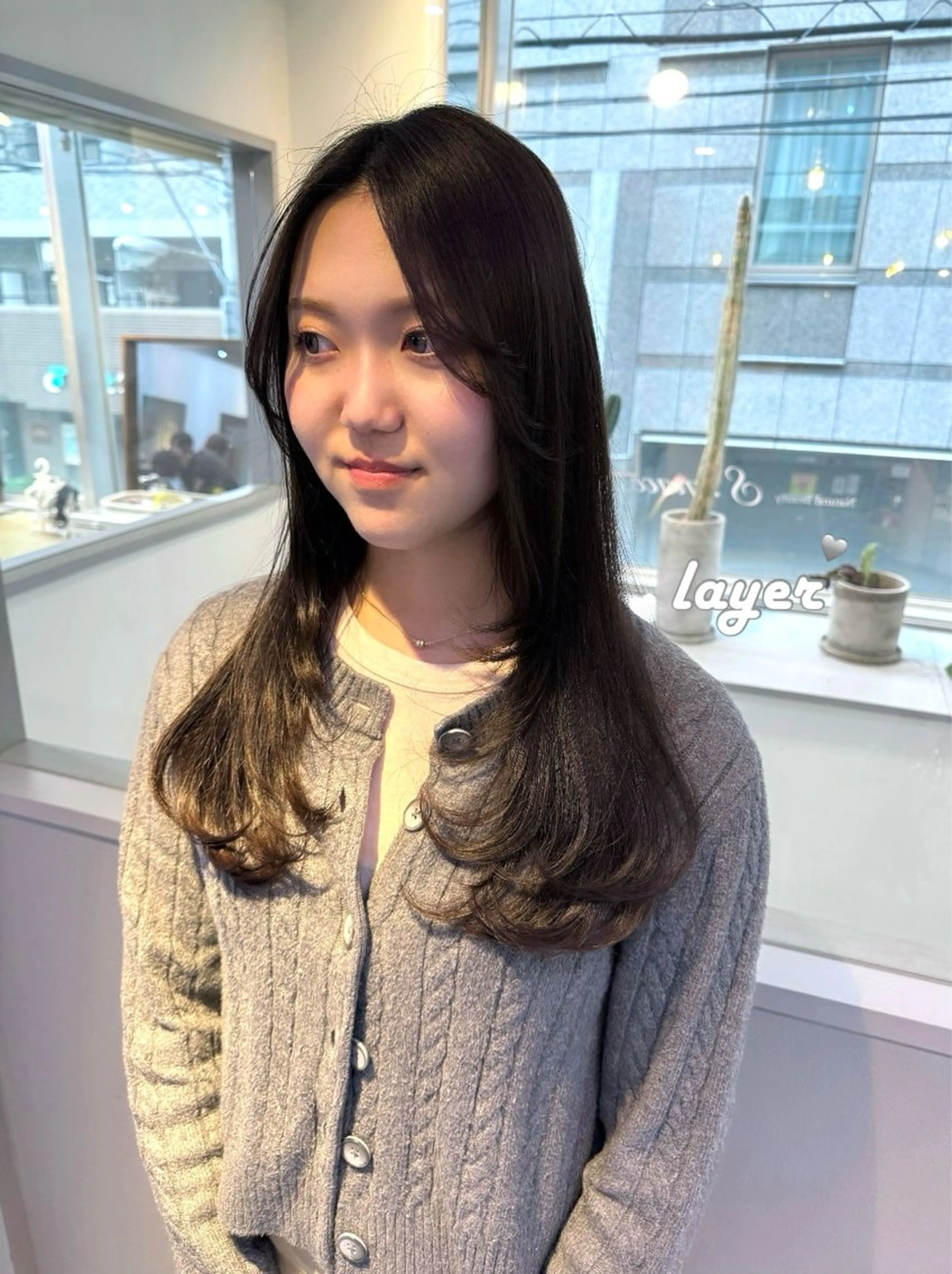 セミロング 顔周りカット レイヤーカット カット ヘアカラー トリートメント 西梅田/似合わせ🐰 Himeka♡のヘアスタイル