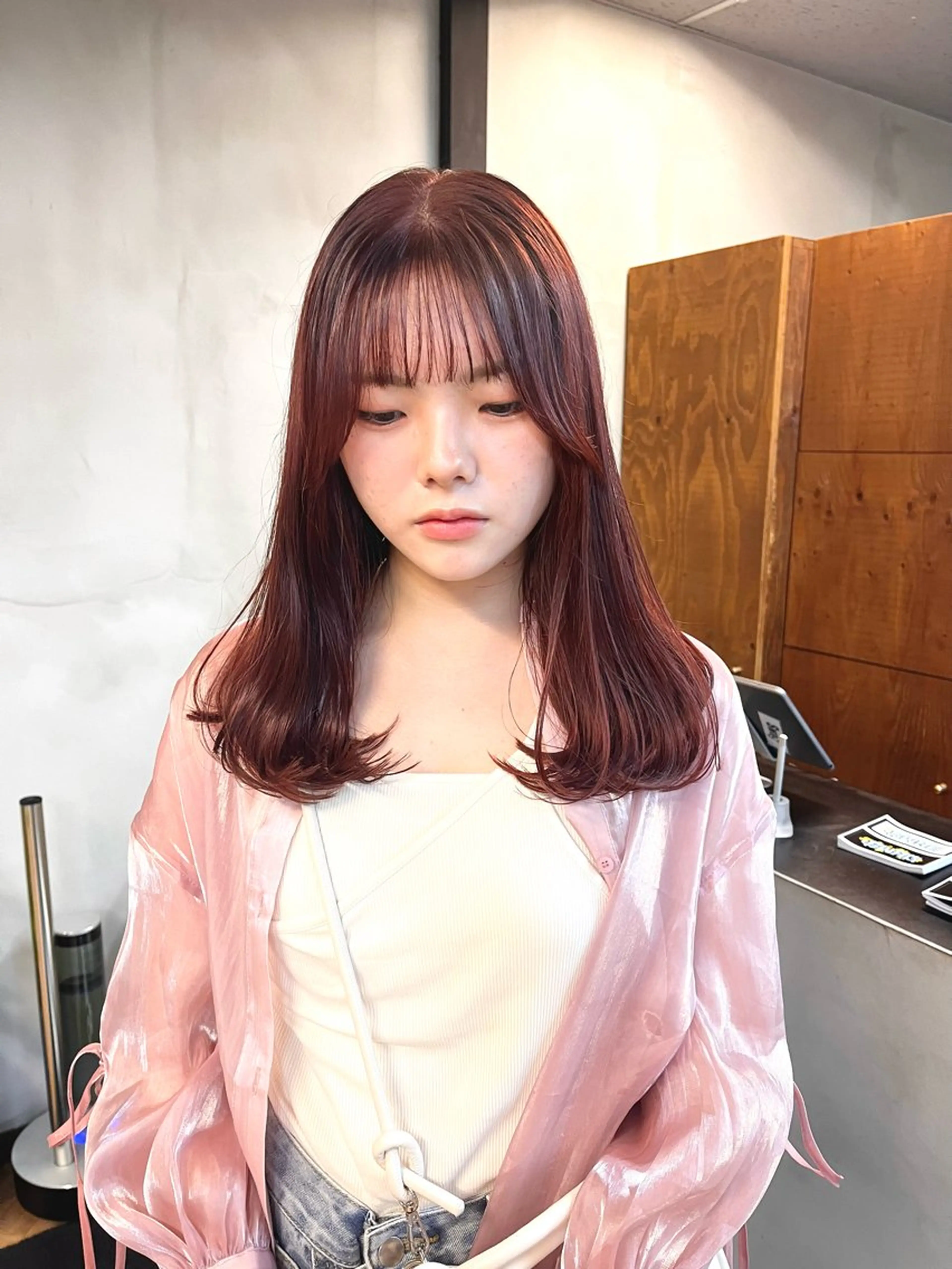 セミロング カラー ヘアアレンジ ブリーチ ダブルカラー ブリーチなしカラー レイヤーカット ena/ブリーチなし 透明感・レイヤー🎀のヘアスタイル