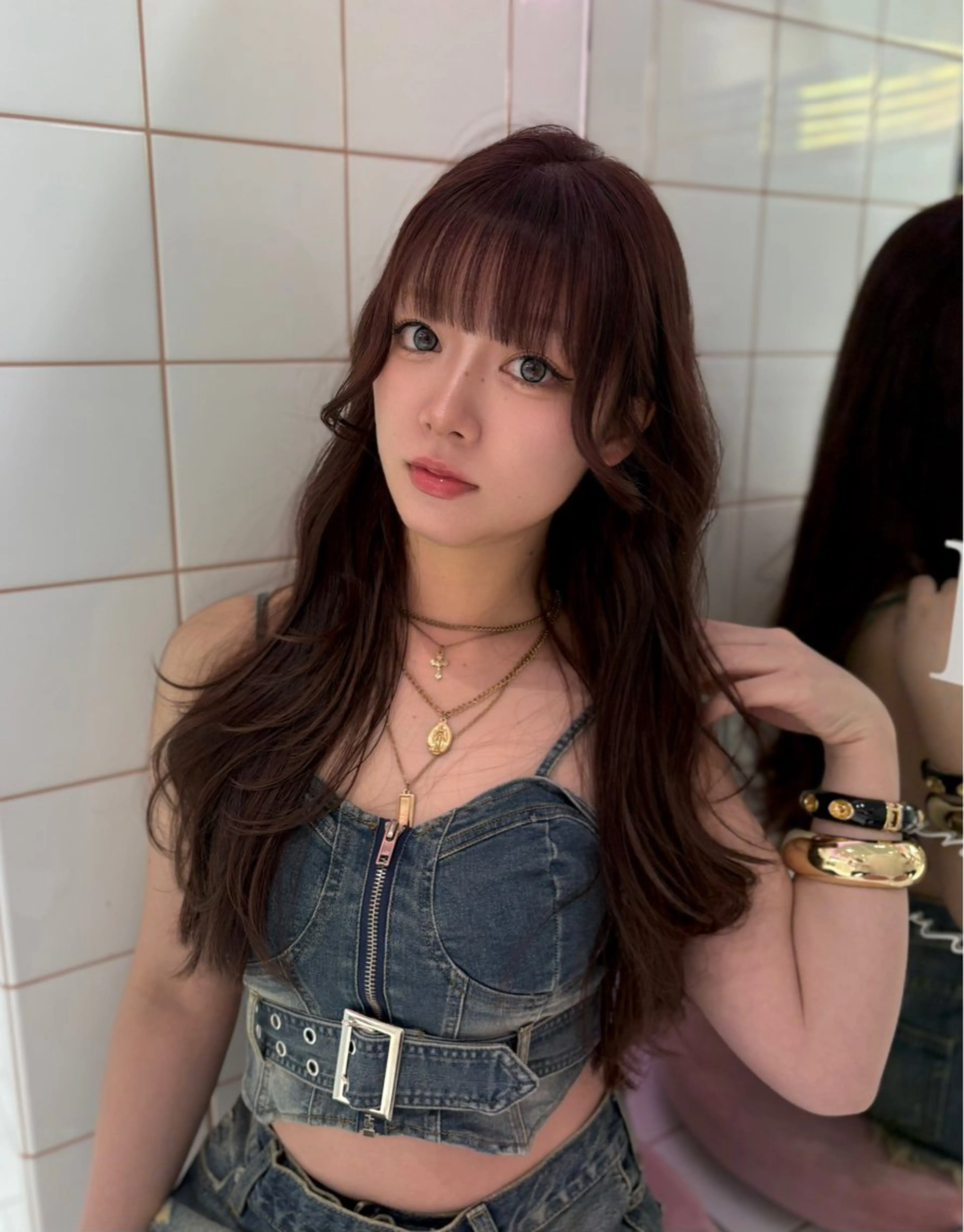 ロング カラー 透明感カラー トリートメント ヘアカラー 色気レイヤースタイル 洒落色気ヘアマサトのヘアスタイル