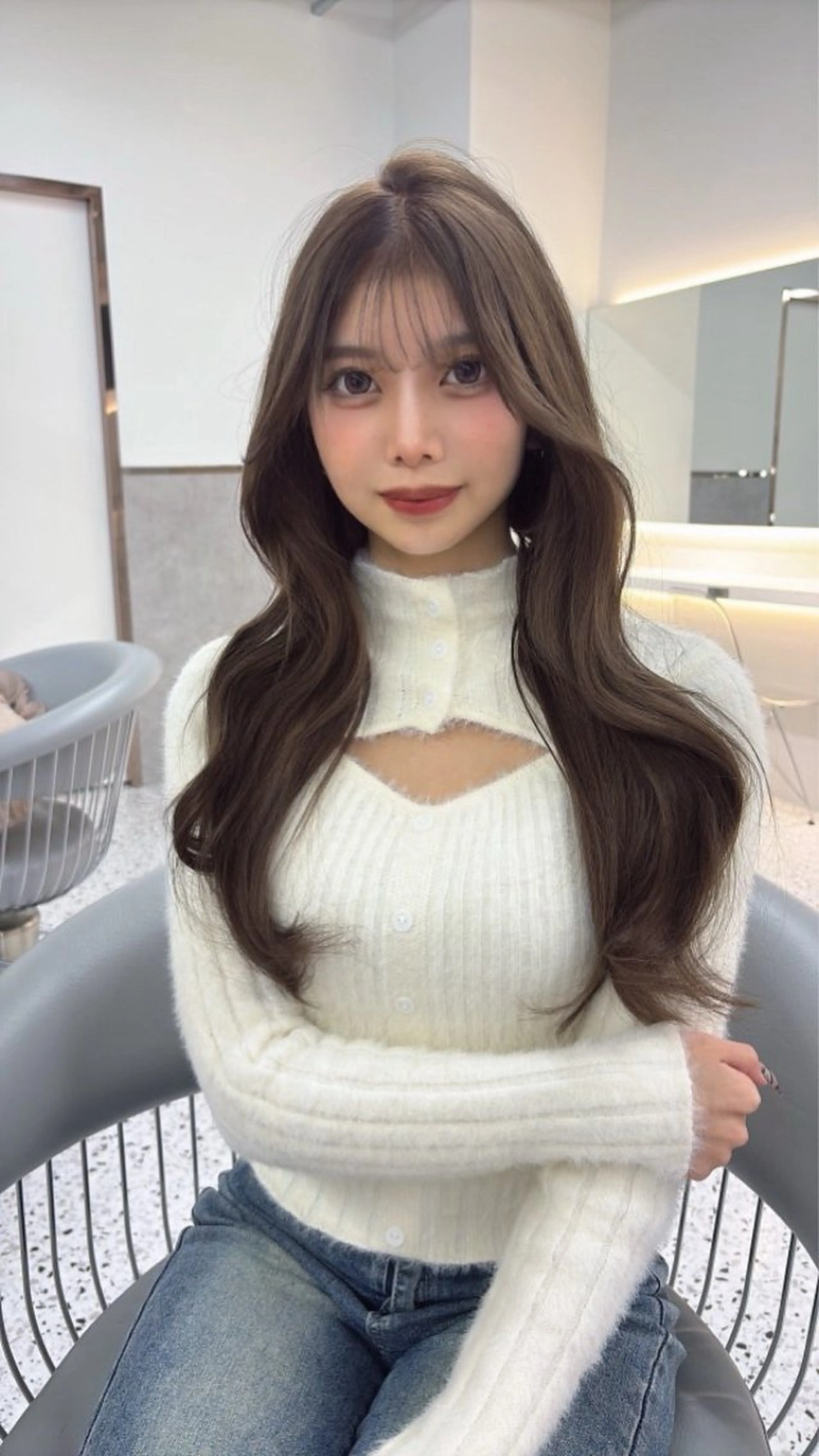 ロング カラー カット ヘアカラー yui🎀ブリーチ なしベージュ／博多のヘアスタイル