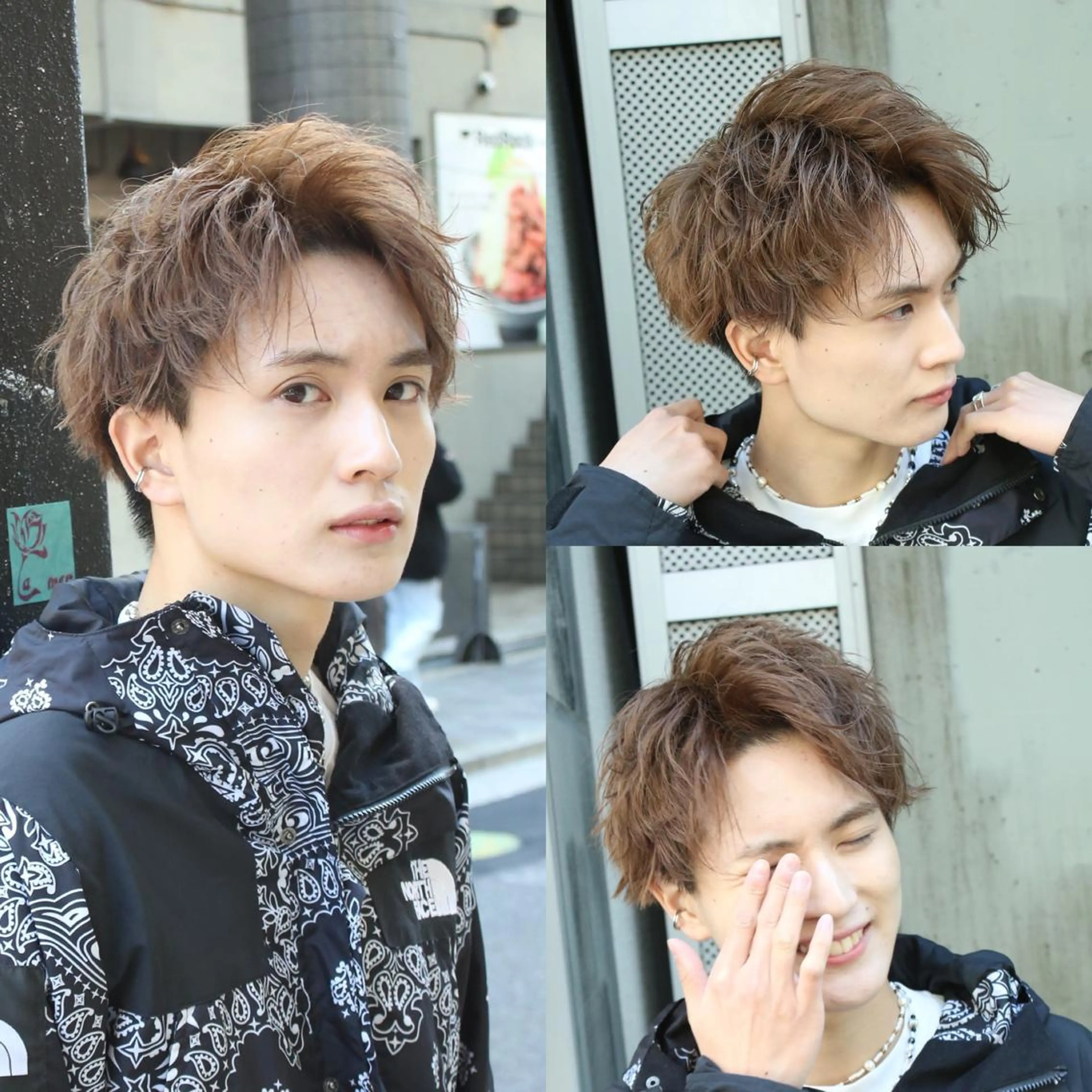 ショート カラー パーマ ヘアアレンジ メンズ アップバング メンズブリーチ センターパート ダウンパーマ フェードカット カット トリートメント ヘアセット 【メンズヘアの匠】 タニ 心斎橋 アメ村のヘアスタイル