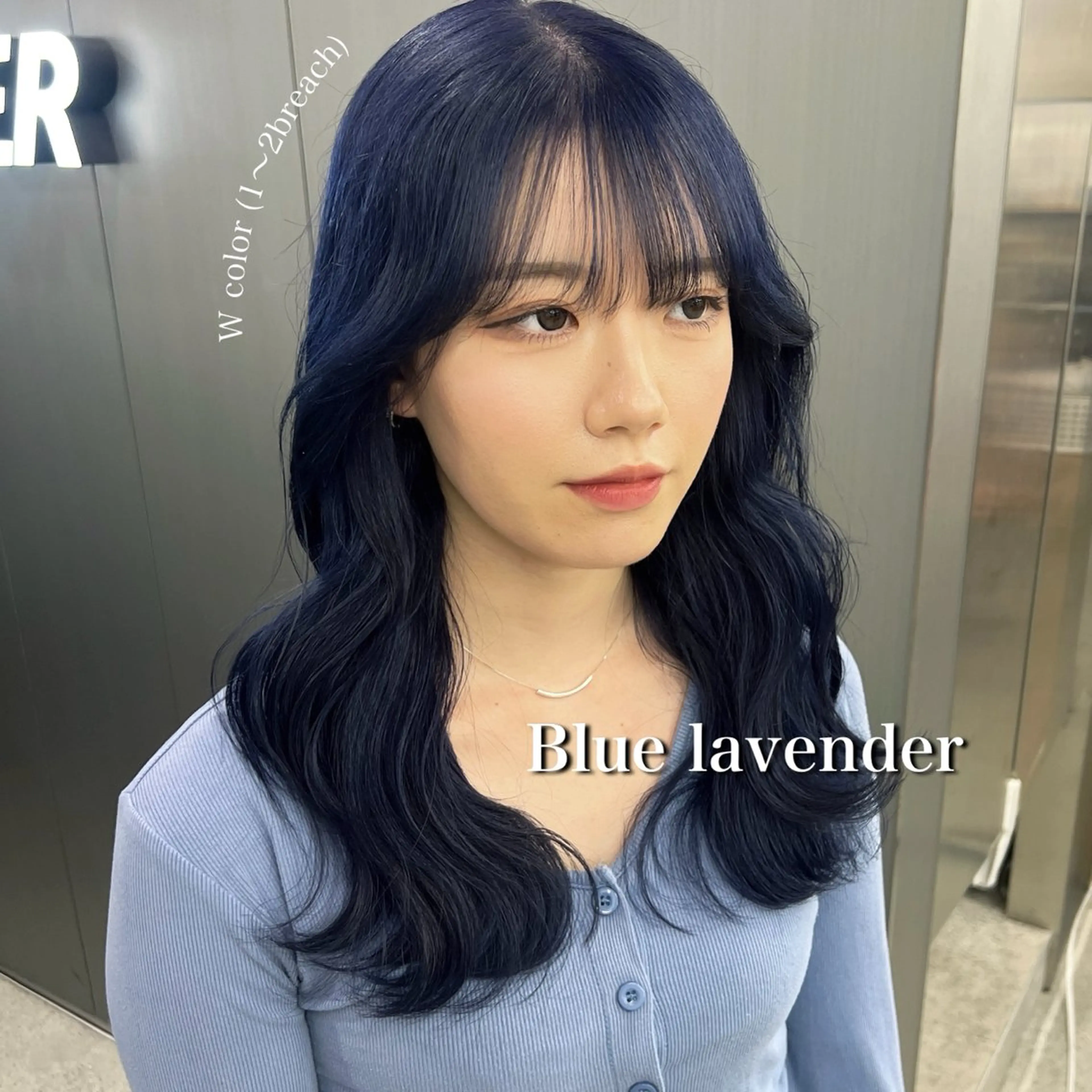 ロング カラー 暗髪🩶ラベンダー/ ブルー/ユウナ🤍のヘアスタイル