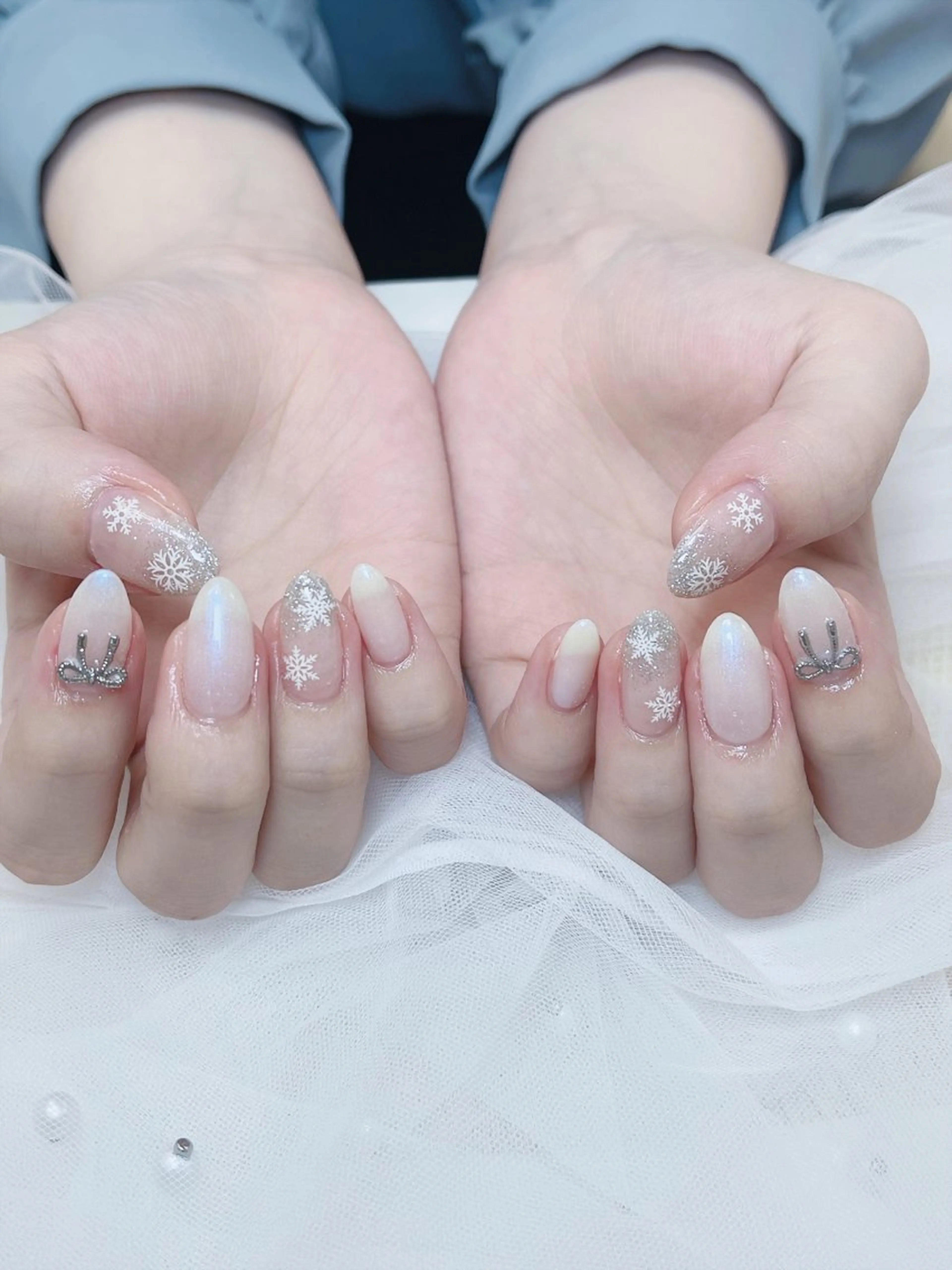 ネイル チークネイル 成人式 フレンチネイル グラデーション 氷ネイル・うるうるネイル ハンドネイル DUO   MI nail salonのネイルデザイン