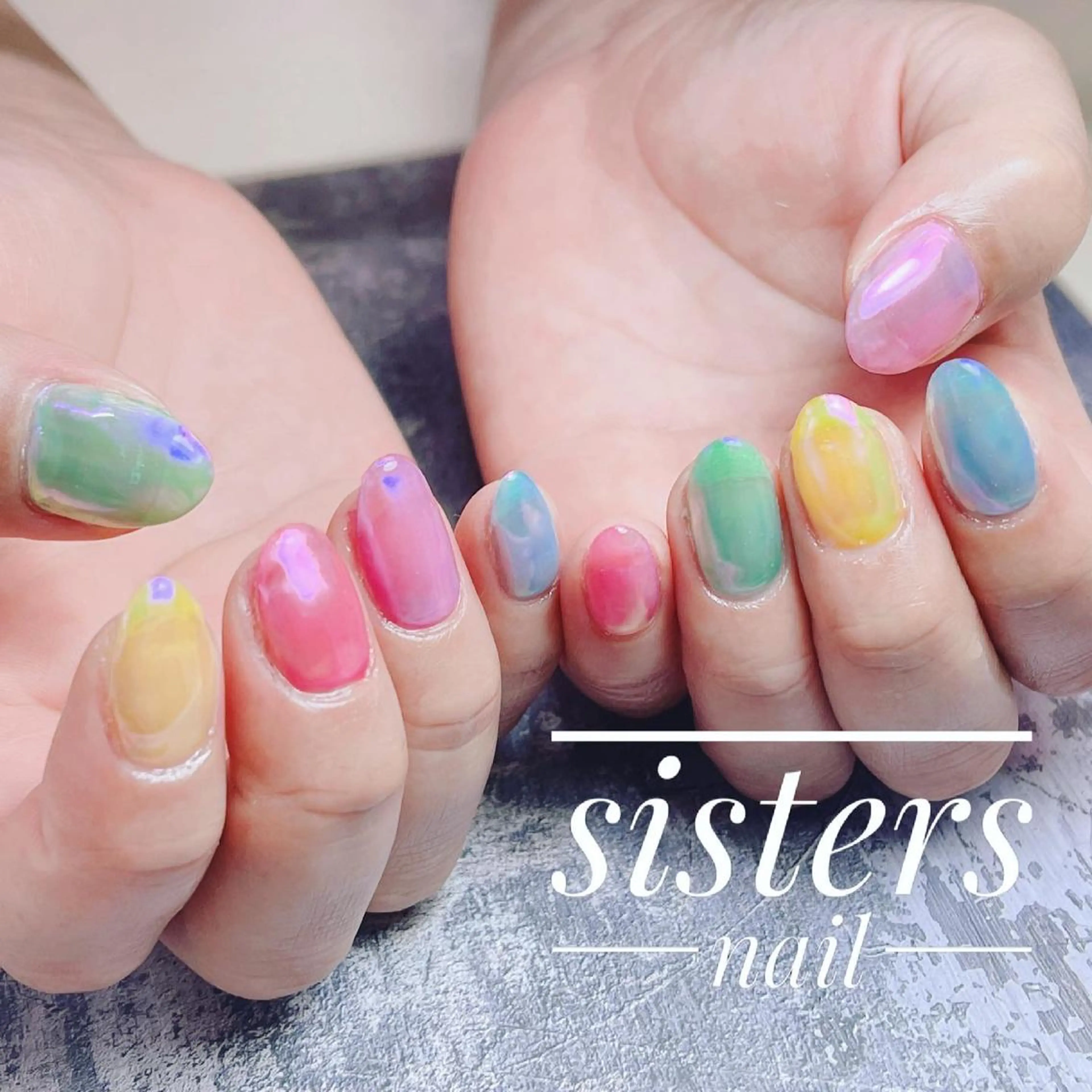 ネイル アートネイル ジェルネイル 氷ネイル・うるうるネイル キラキラネイル 韓国ネイル ハンドネイル ハンドケア sisters nail.fのネイルデザイン