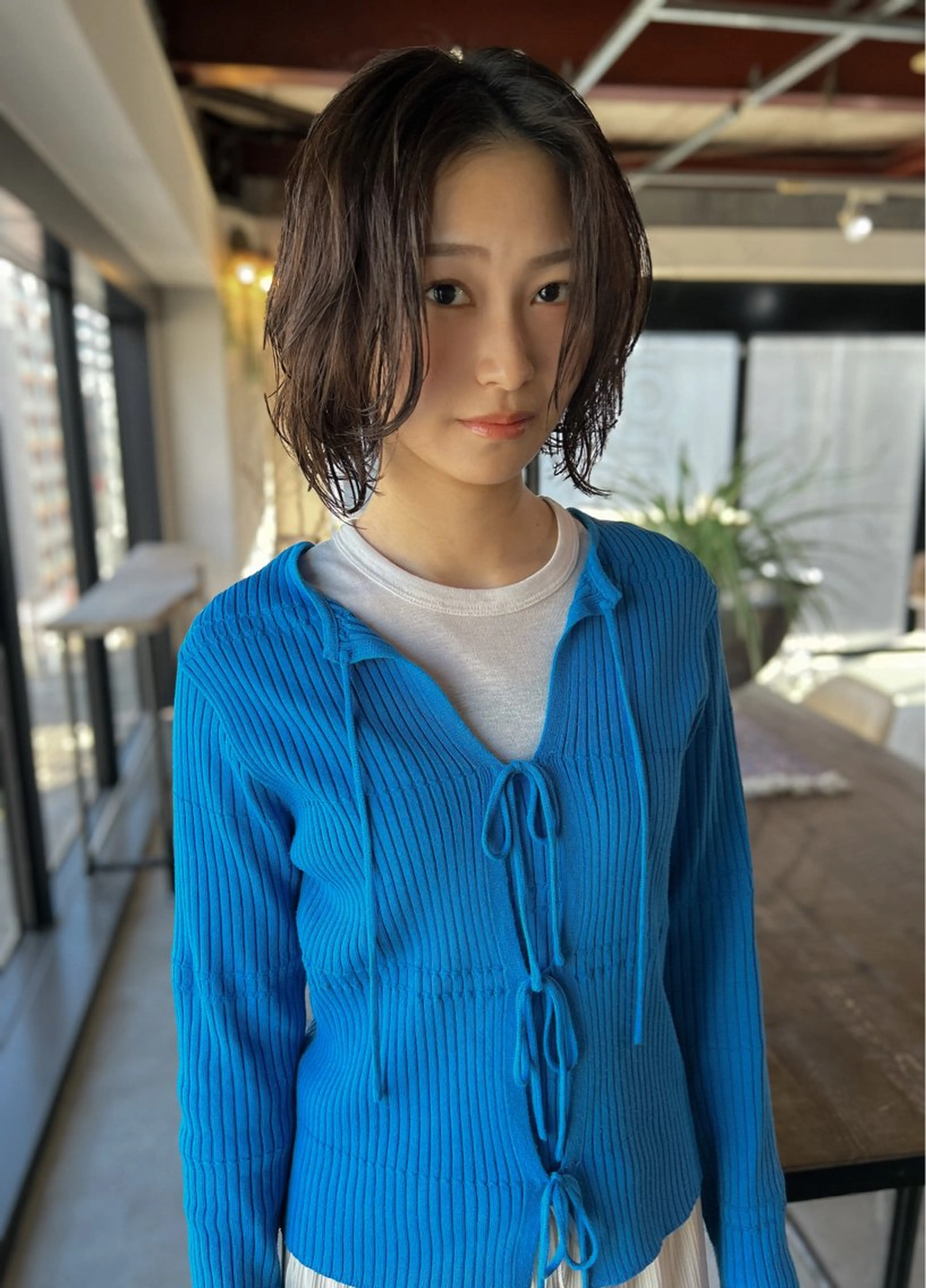 ショート パーマ カット パーマ トリートメント ダブルカラー/ 艶髪/SHISEIのヘアスタイル