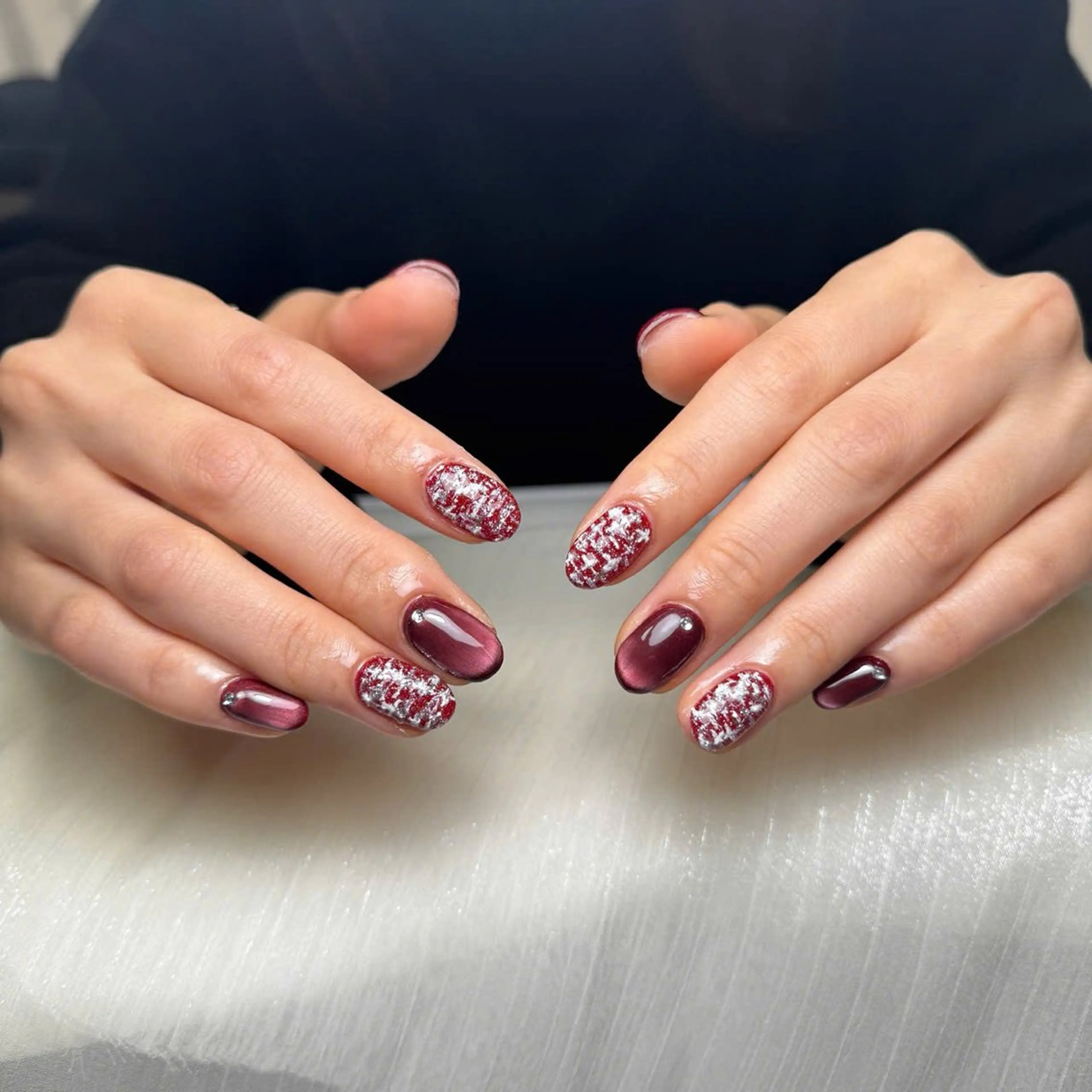 ネイル オーロラネイル 長さ出し フラッシュネイル フレンチネイル ジェルネイル Michi Nail Staffのネイルデザイン