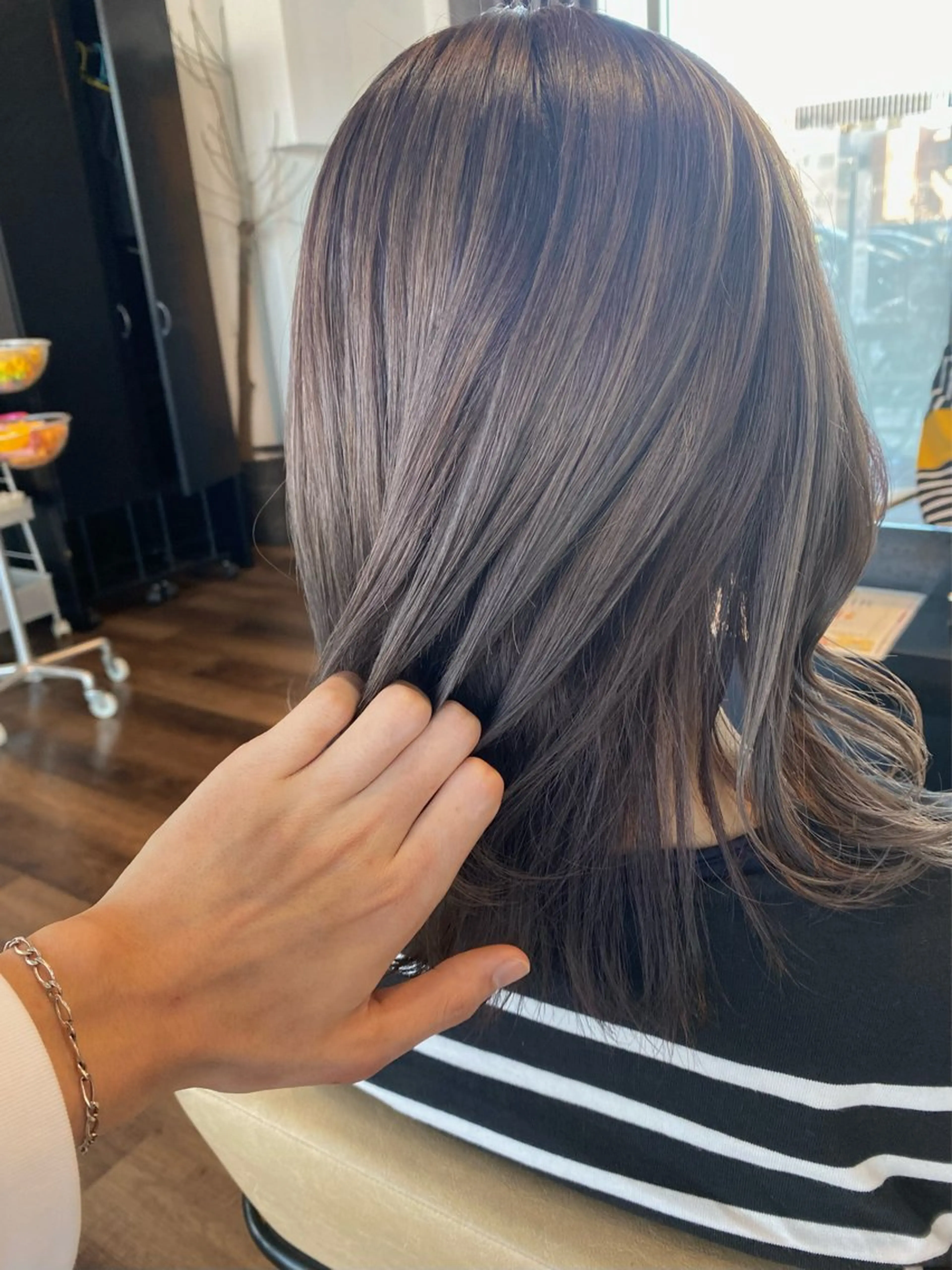 ミディアム カラー グレージュ パープルカラー パープルグレージュ カット ヘアカラー トリートメント STYLE エキシティ店所属・杉原魁/髪質改善/ 似合わせパーマのヘアスタイル