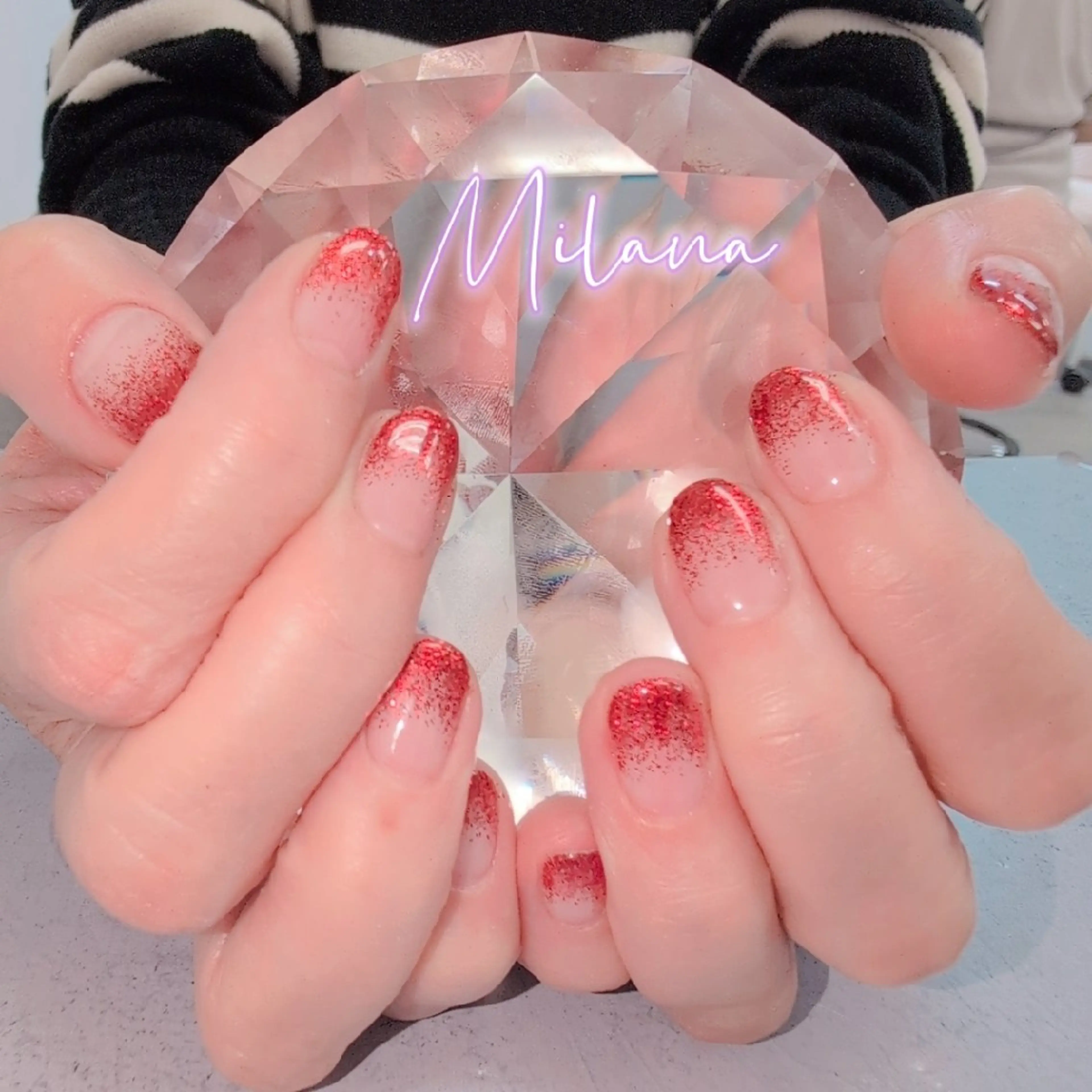 ネイル グラデーション ラメ(グリッター) ラメグラデーション ハンドネイル Milana 川瀬のネイルデザイン
