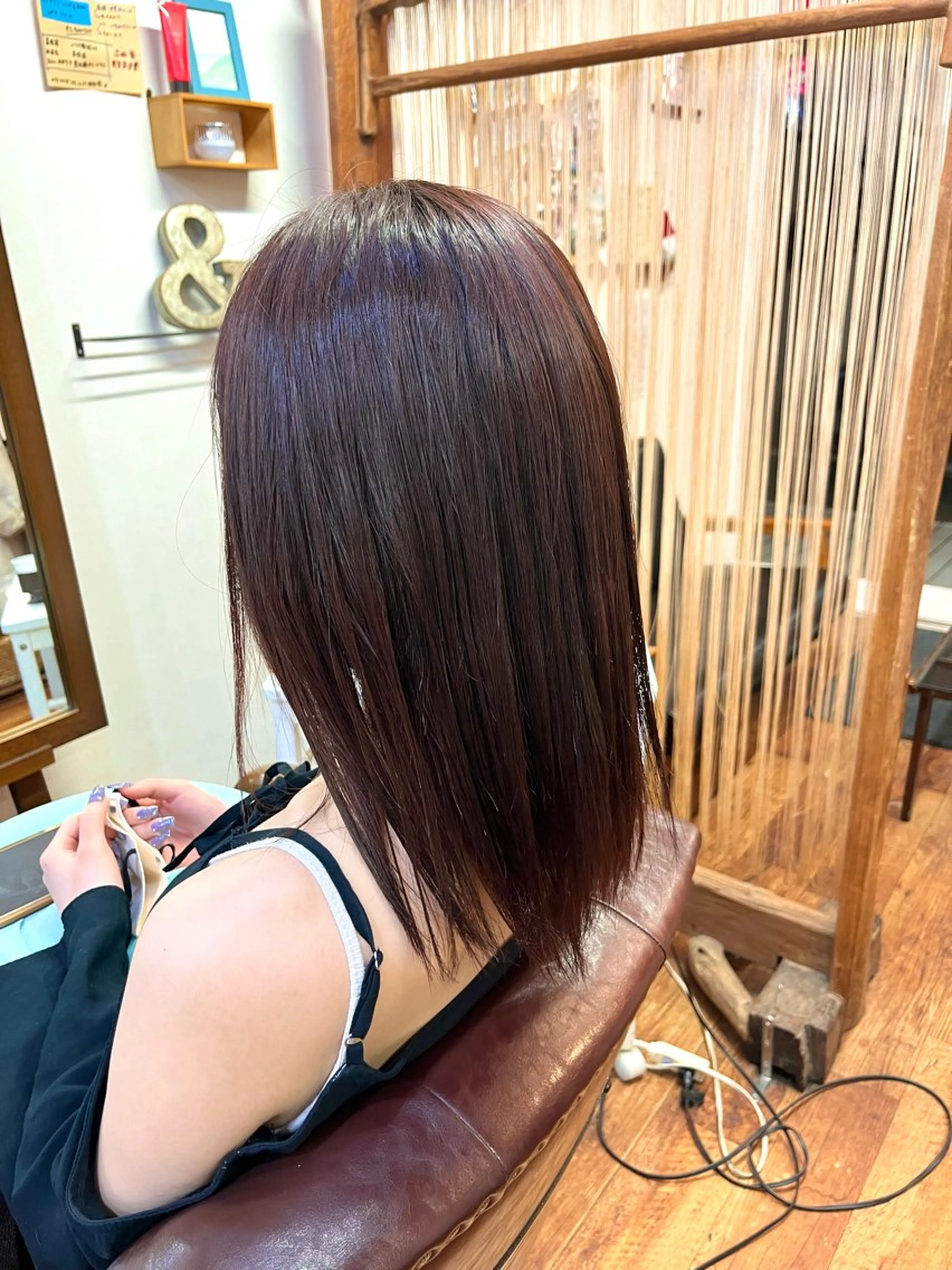 ミディアム カラー ヘアアレンジ ブラウンカラー ピンクカラー ピンクブラウン 中津川 愛恵のヘアスタイル