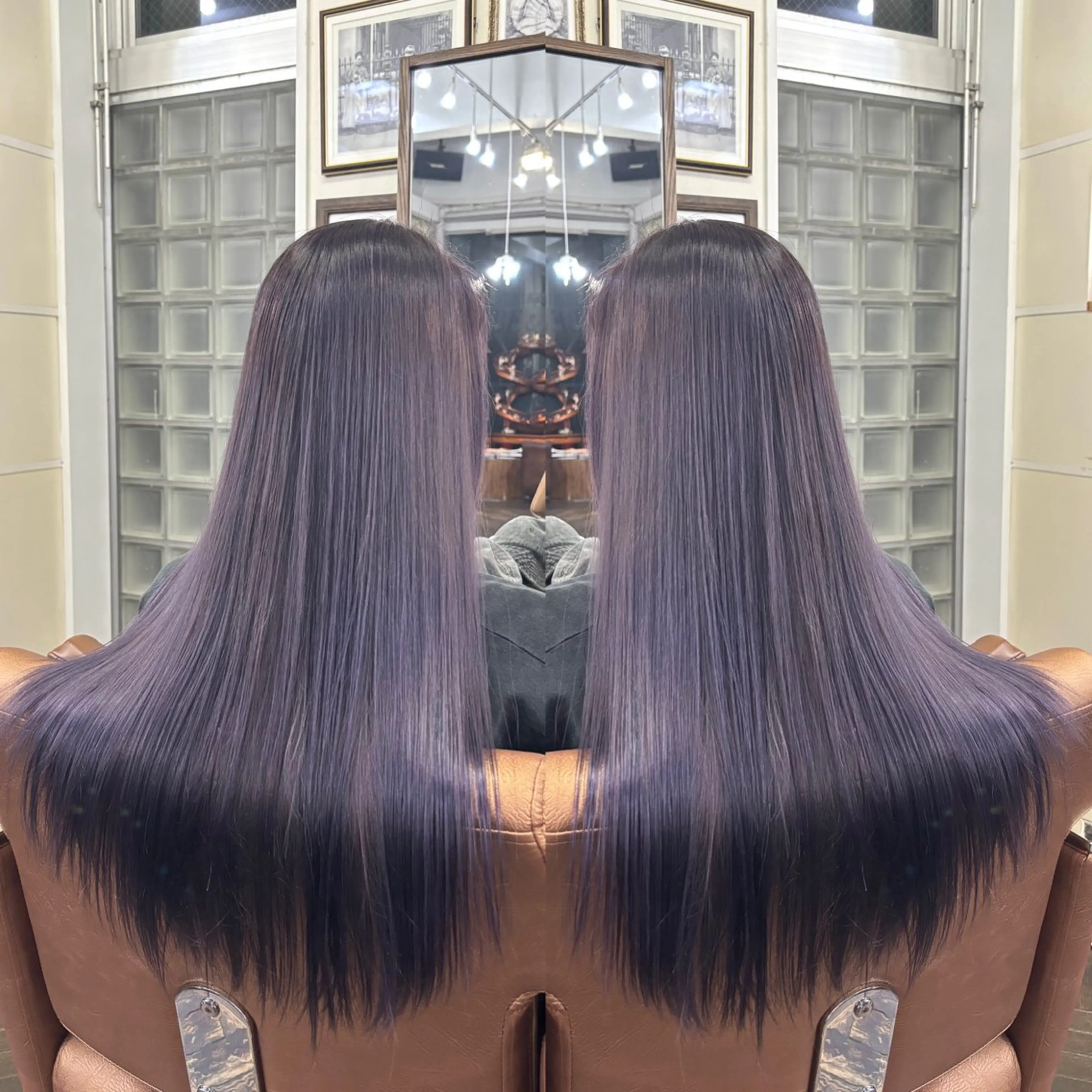ロング カラー ブルーカラー カット ヘアカラー トリートメント 💎ハイトーン/艶 カラー モエカ💎のヘアスタイル