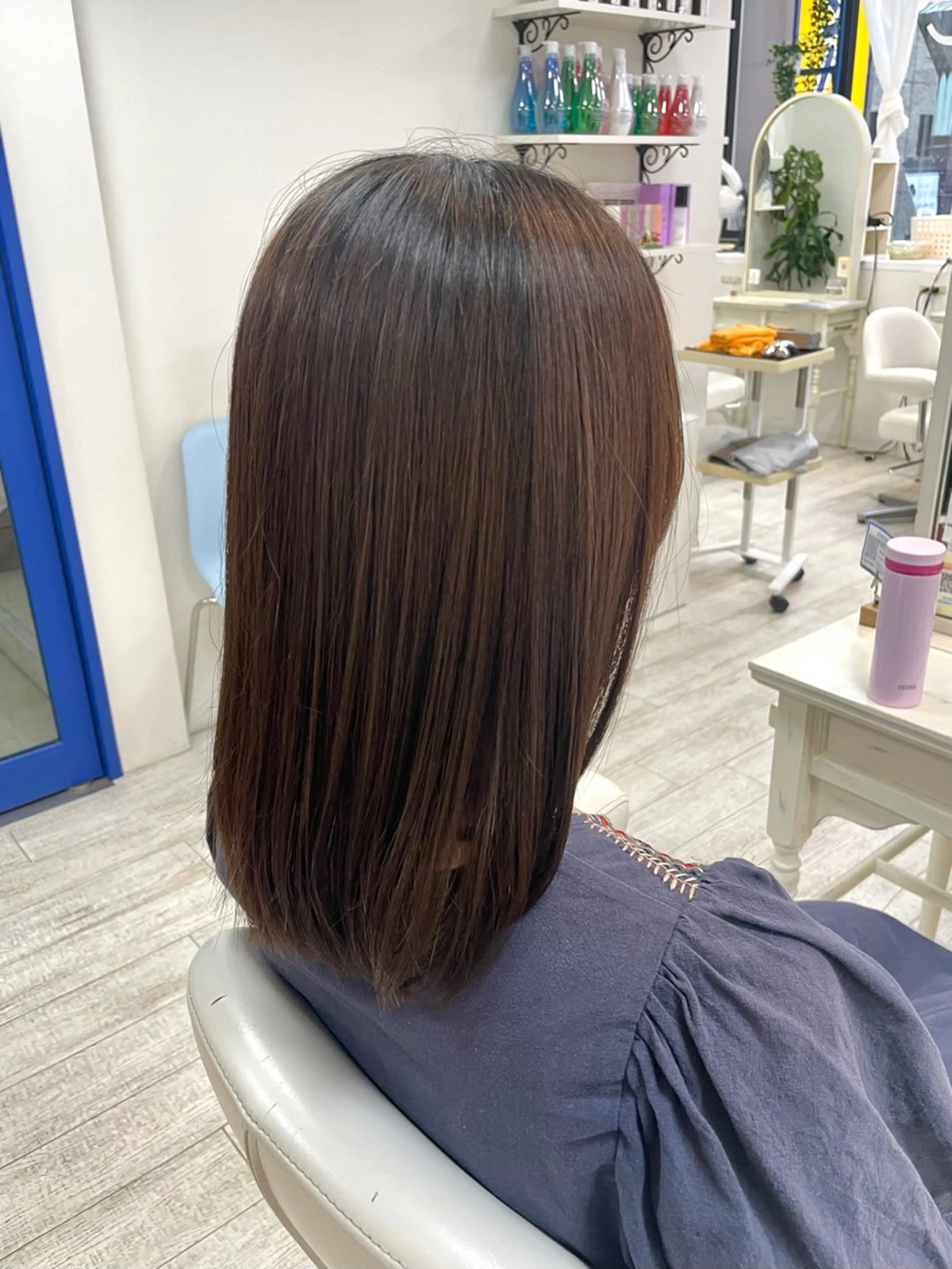 セミロング カット 縮毛矯正 新籾 尚哉のヘアスタイル